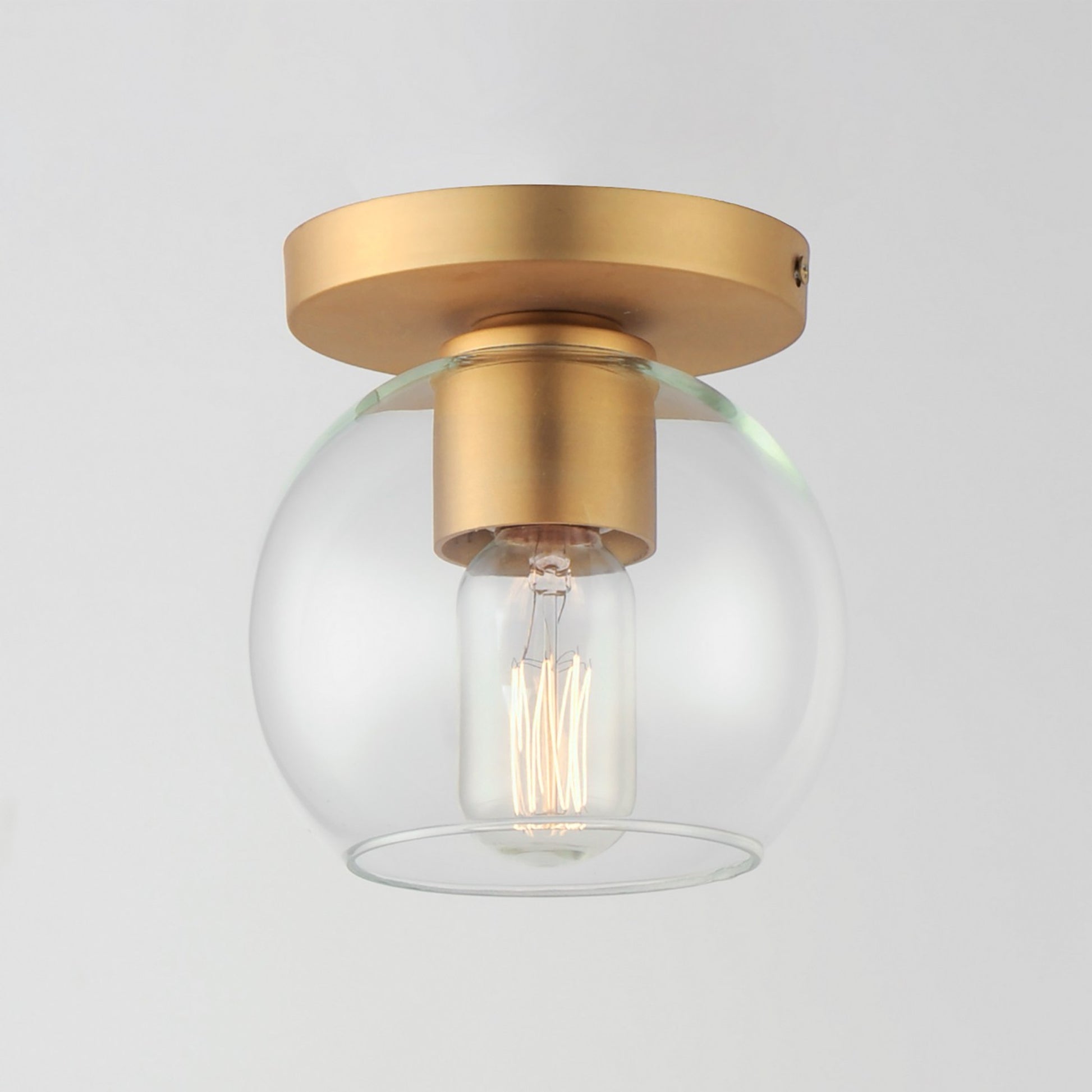 Knox 7" Flush Mount, Natural Aged Brass Finish - Bees Lighting
