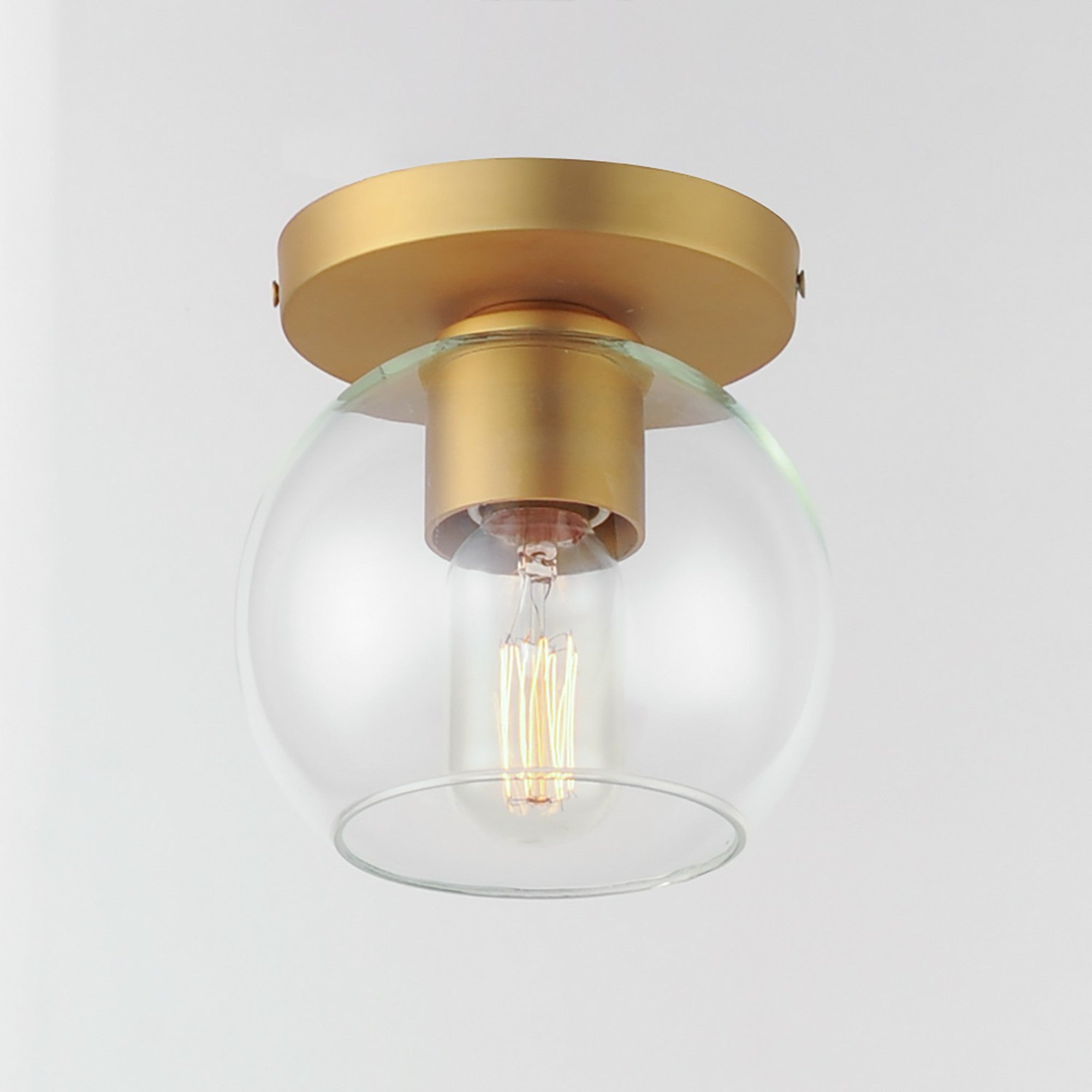 Knox 7" Flush Mount, Natural Aged Brass Finish - Bees Lighting
