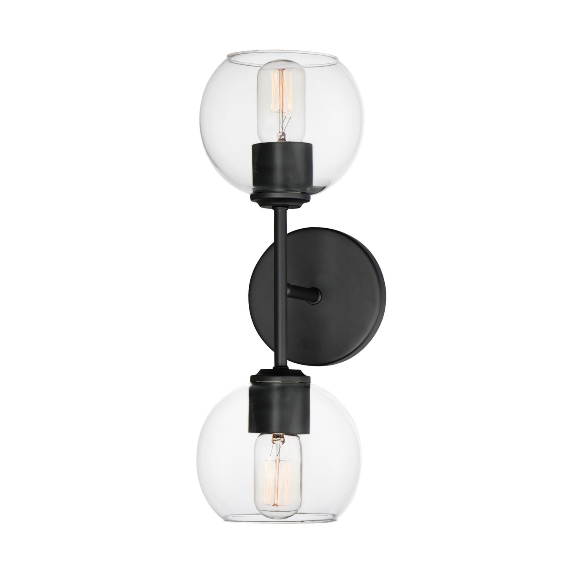 Knox 17" 2-Light Wall Sconce, Black Finish - Bees Lighting