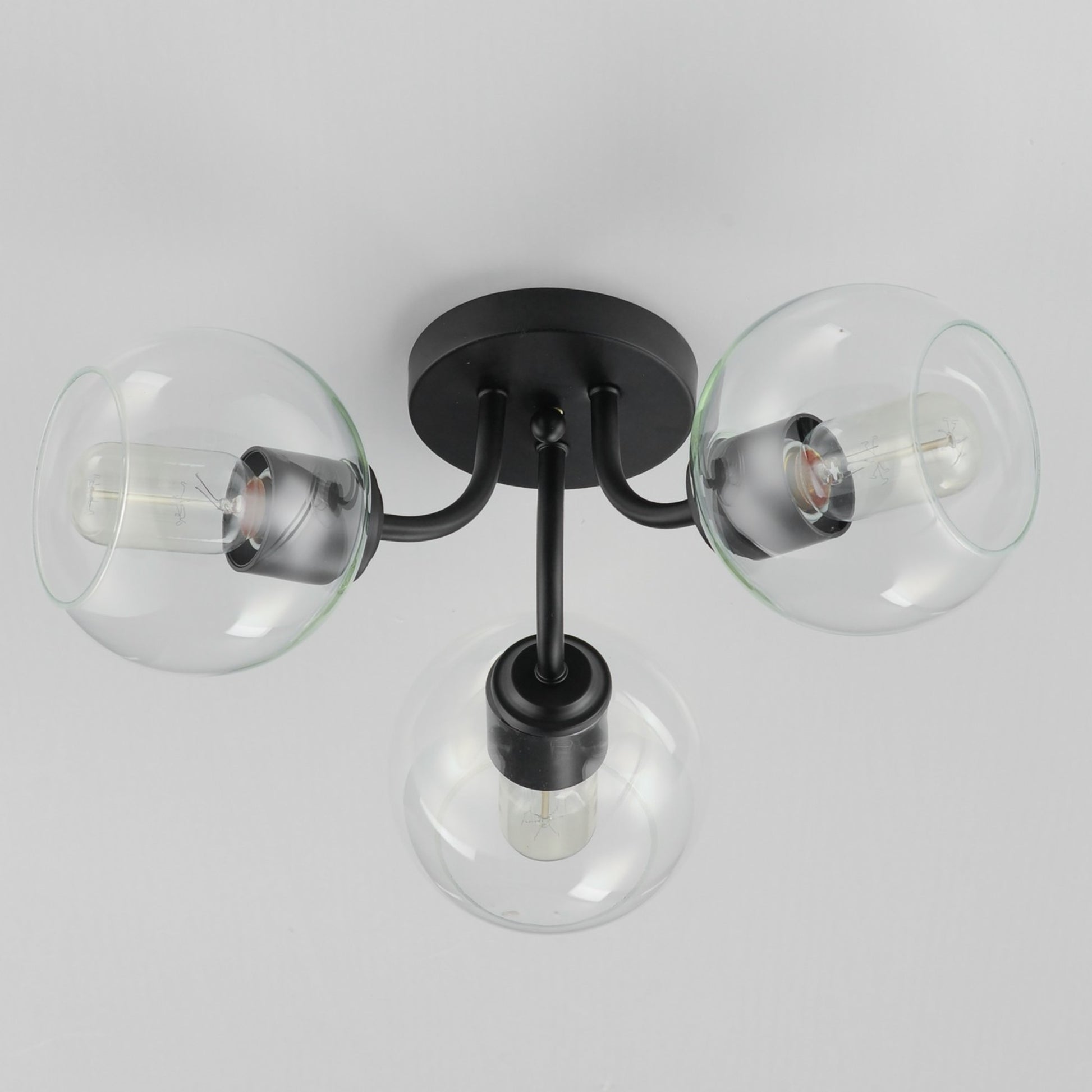 Knox 18" 3-Light Semi-Flush Mount, Black Finish - Bees Lighting