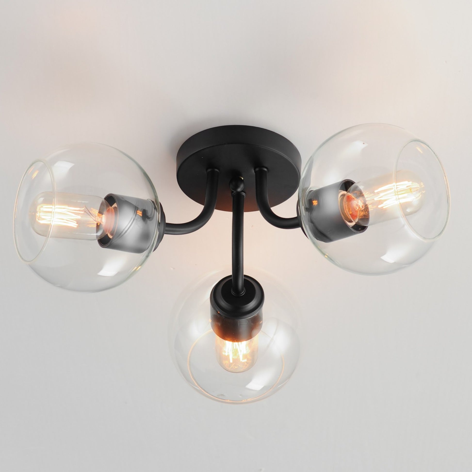 Knox 18" 3-Light Semi-Flush Mount, Black Finish - Bees Lighting