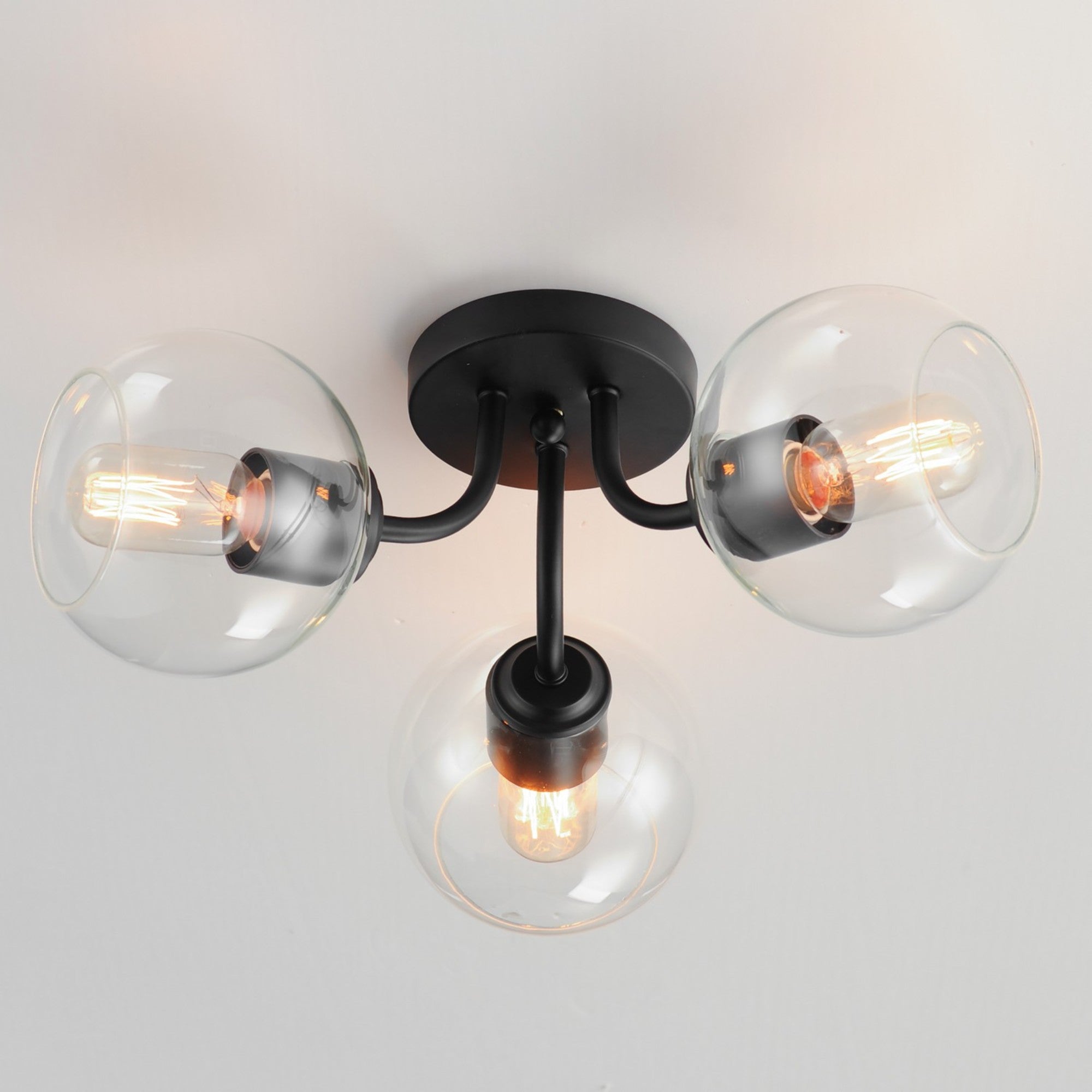 Knox 18" 3-Light Semi-Flush Mount, Black Finish - Bees Lighting