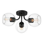 Knox 18" 3-Light Semi-Flush Mount, Black Finish - Bees Lighting