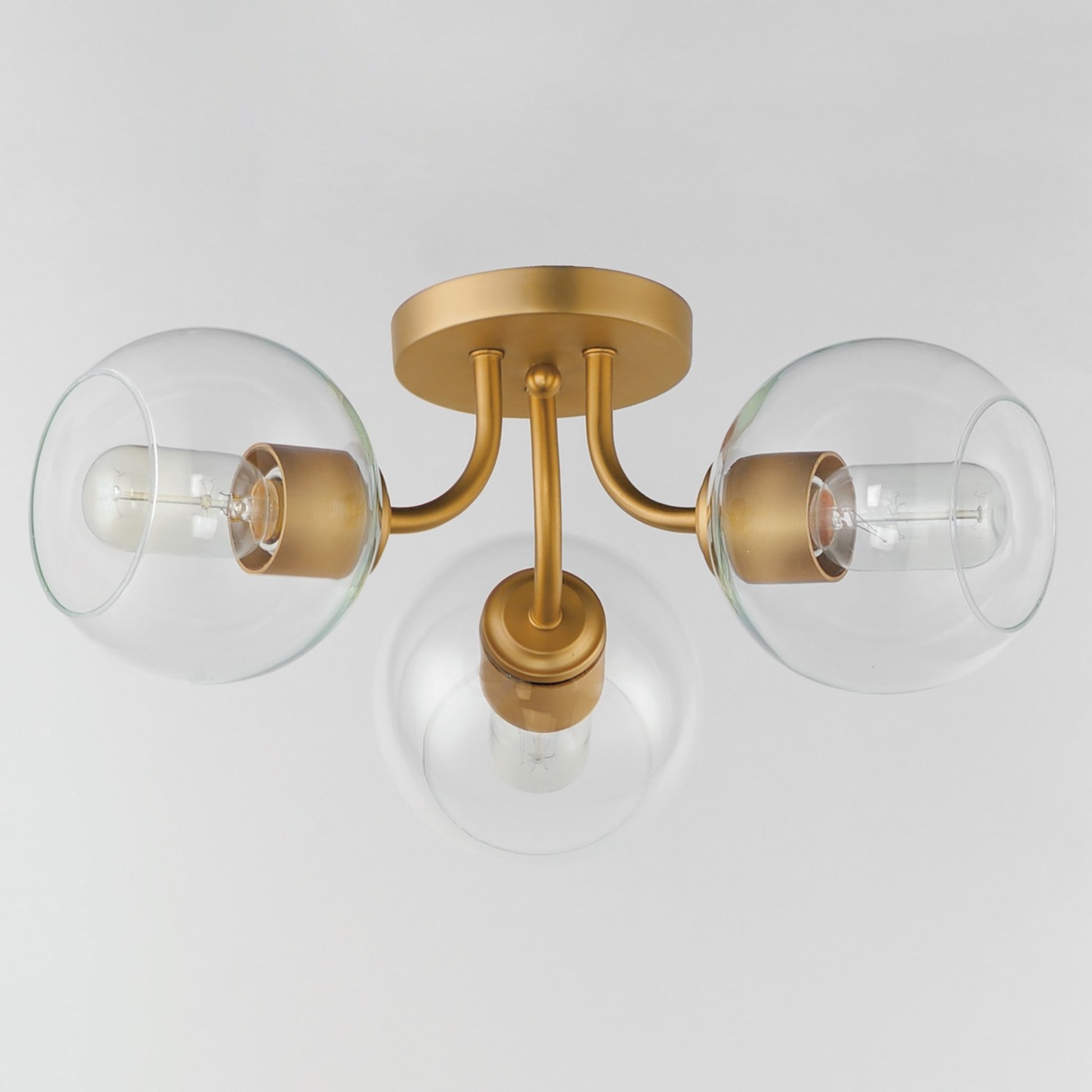 Knox 18" 3-Light Semi-Flush Mount, Natural Aged Brass Finish - Bees Lighting