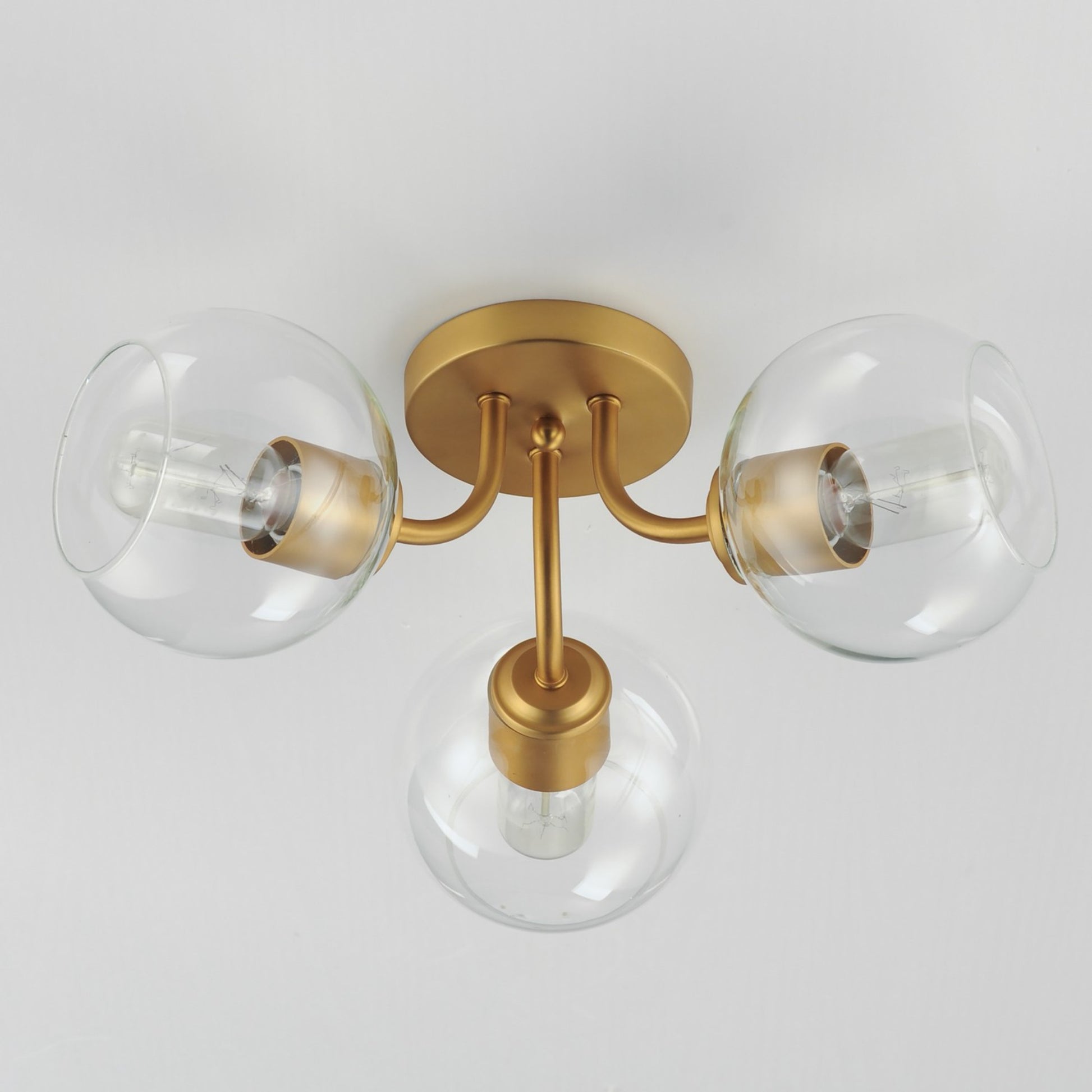 Knox 18" 3-Light Semi-Flush Mount, Natural Aged Brass Finish - Bees Lighting