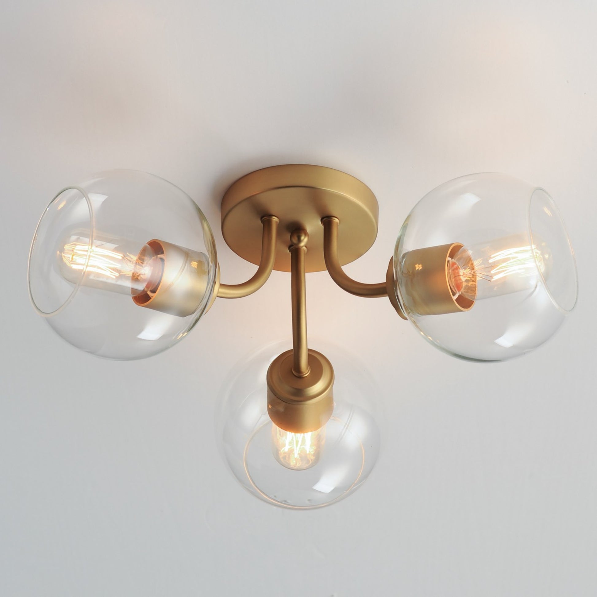 Knox 18" 3-Light Semi-Flush Mount, Natural Aged Brass Finish - Bees Lighting