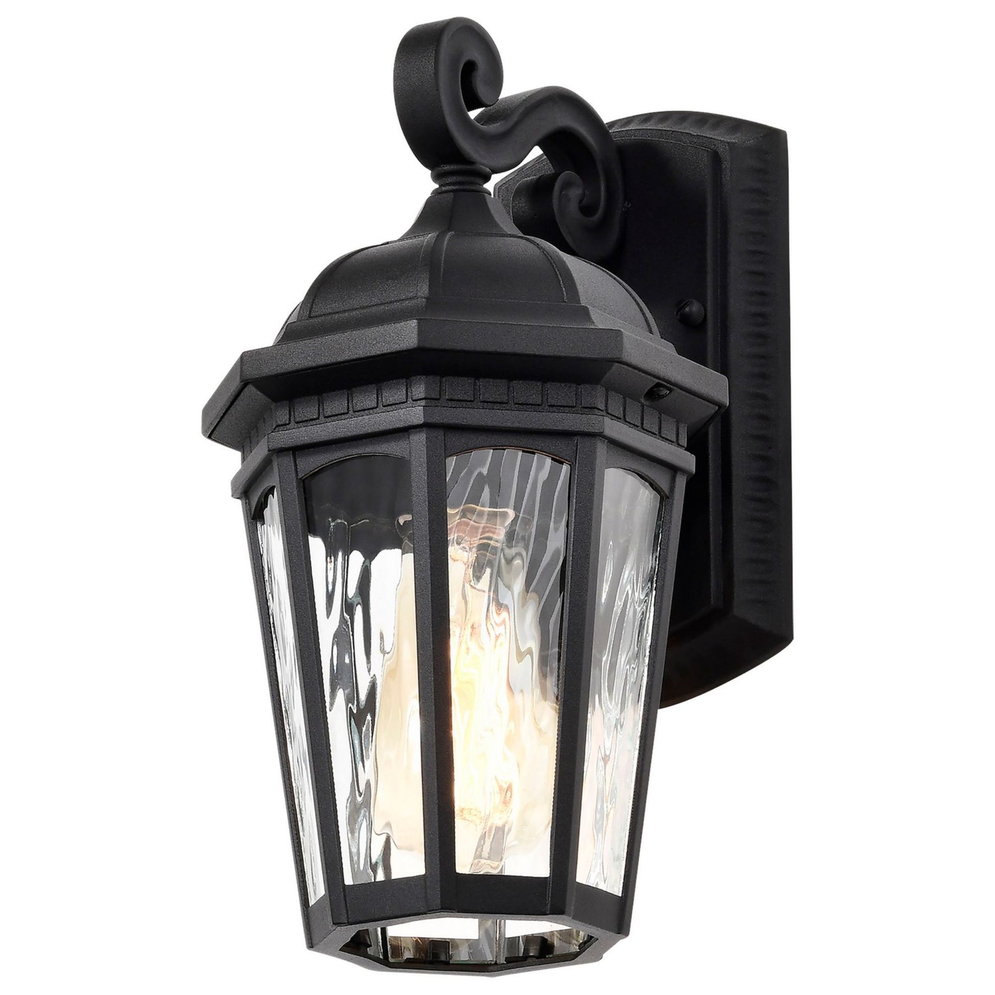 East River Outdoor Wall Light, Matte Black Finish, Clear Water Glass - Bees Lighting