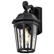 East River Outdoor Wall Light, Matte Black Finish, Clear Water Glass - Bees Lighting