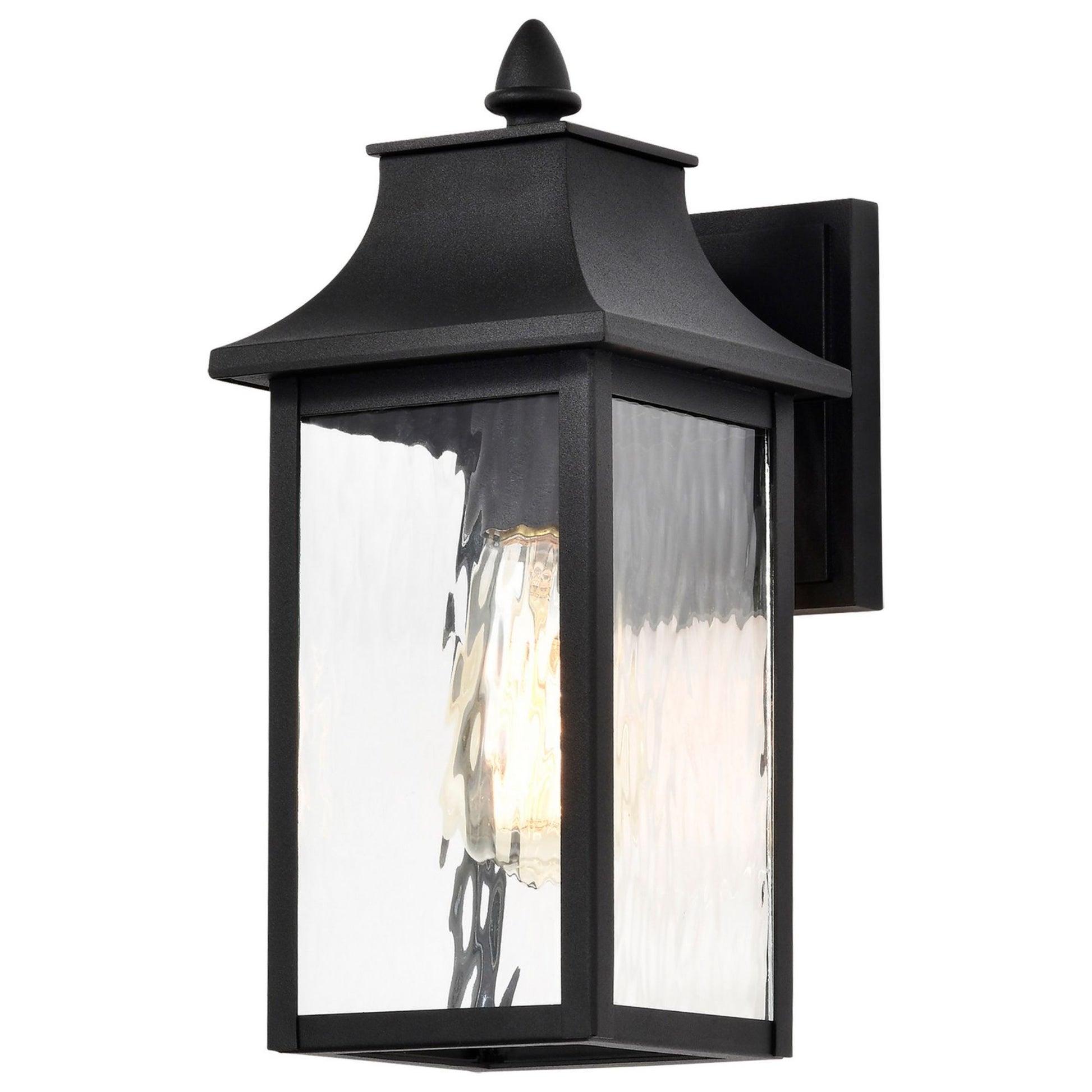 Austen Outdoor Wall Light, Matte Black Finish, Clear Water Glass - Bees Lighting