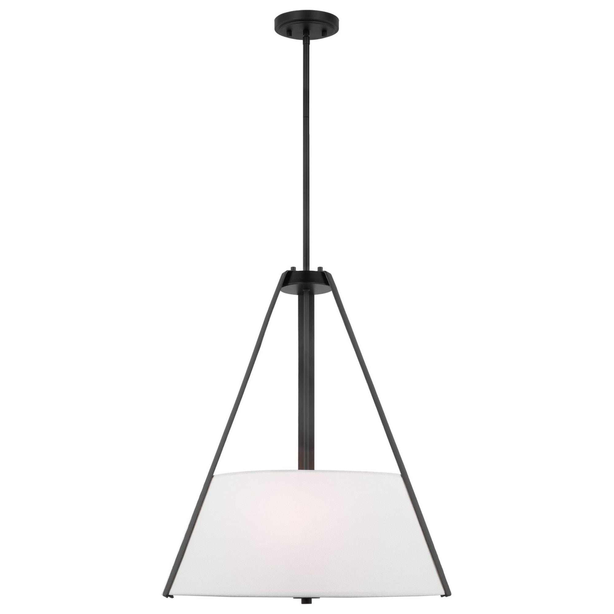 Brewster 25" Three Light Pendant, Black Finish, Faux Leather Wrapped Straps - Bees Lighting