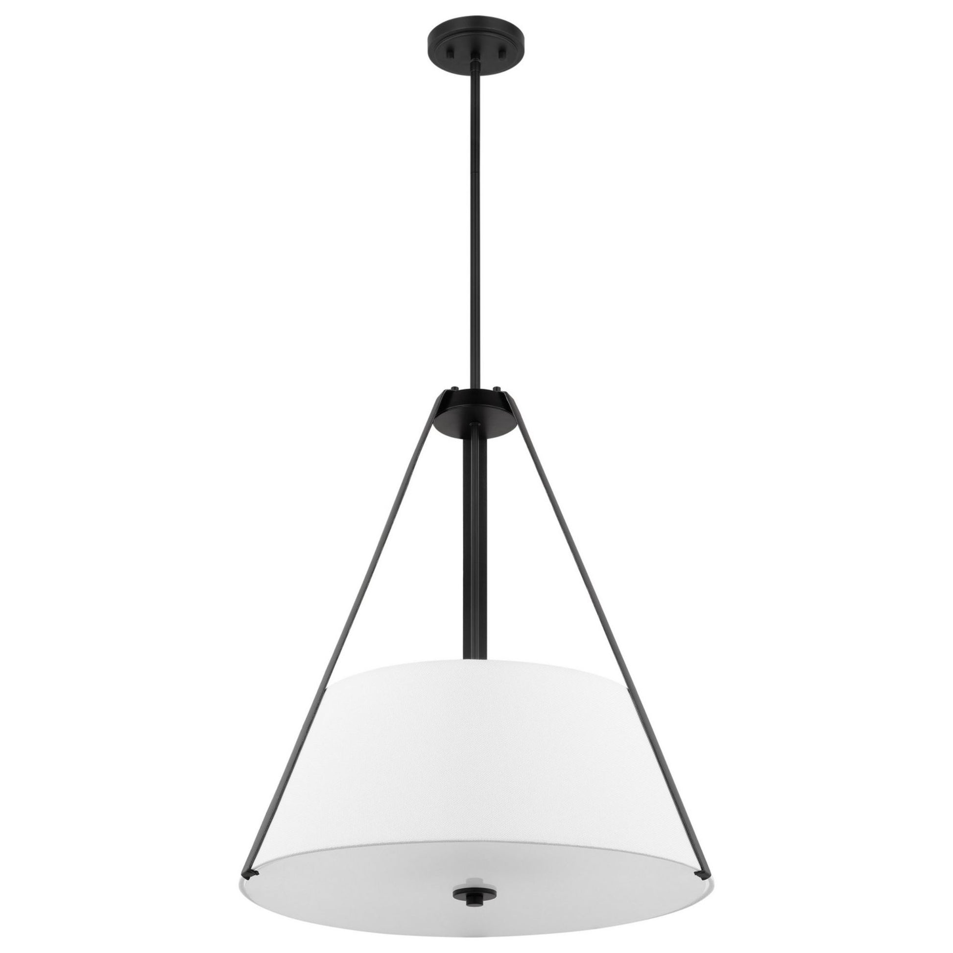 Brewster 25" Three Light Pendant, Black Finish, Faux Leather Wrapped Straps - Bees Lighting