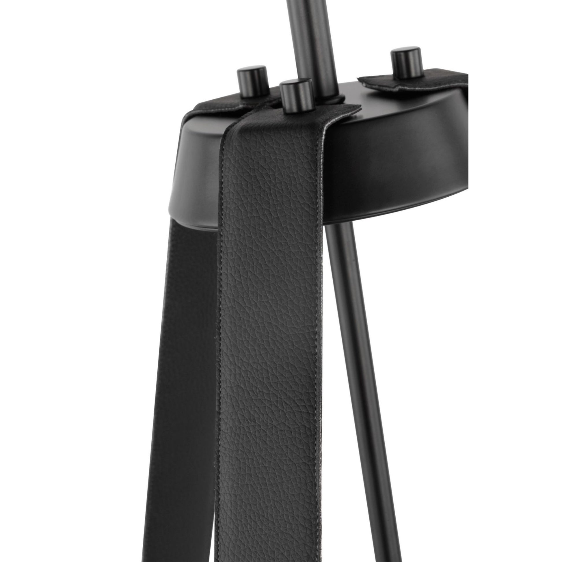 Brewster 25" Three Light Pendant, Black Finish, Faux Leather Wrapped Straps - Bees Lighting