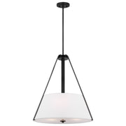Brewster 25" Three Light Pendant, Black Finish, Faux Leather Wrapped Straps - Bees Lighting