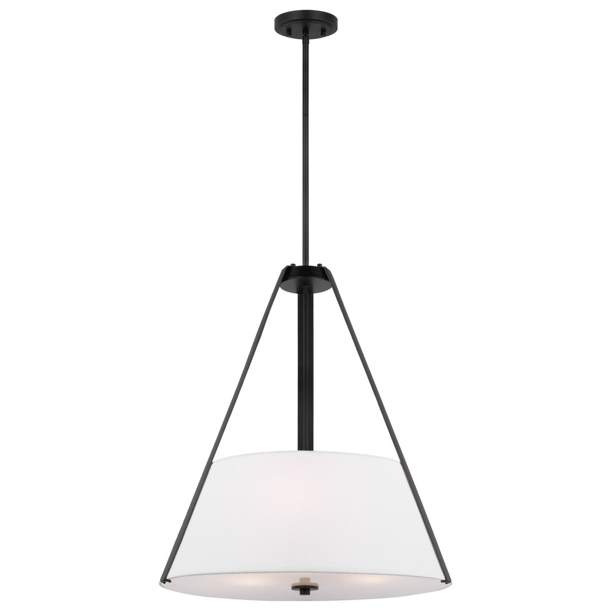 Brewster 25" Three Light Pendant, Black Finish, Faux Leather Wrapped Straps - Bees Lighting