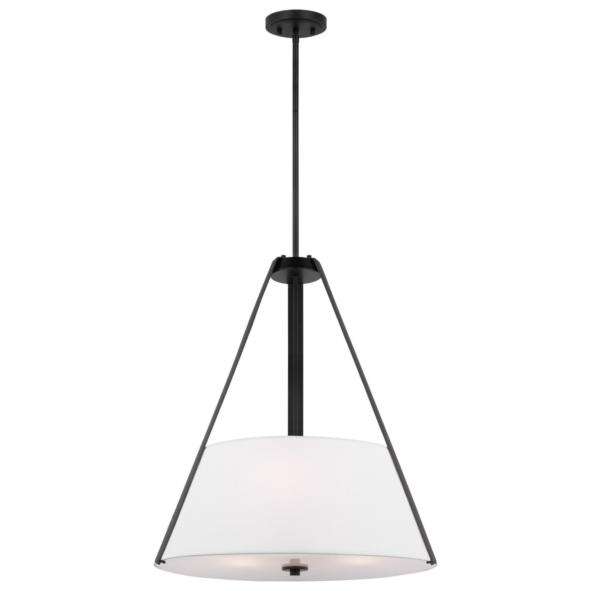 Brewster 25" Three Light Pendant, Black Finish, Faux Leather Wrapped Straps - Bees Lighting