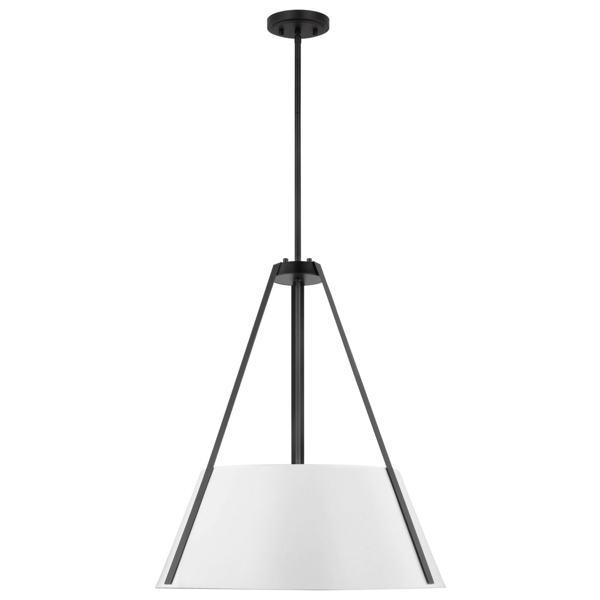 Brewster 25" Three Light Pendant, Black Finish, White Metal Shade - Bees Lighting