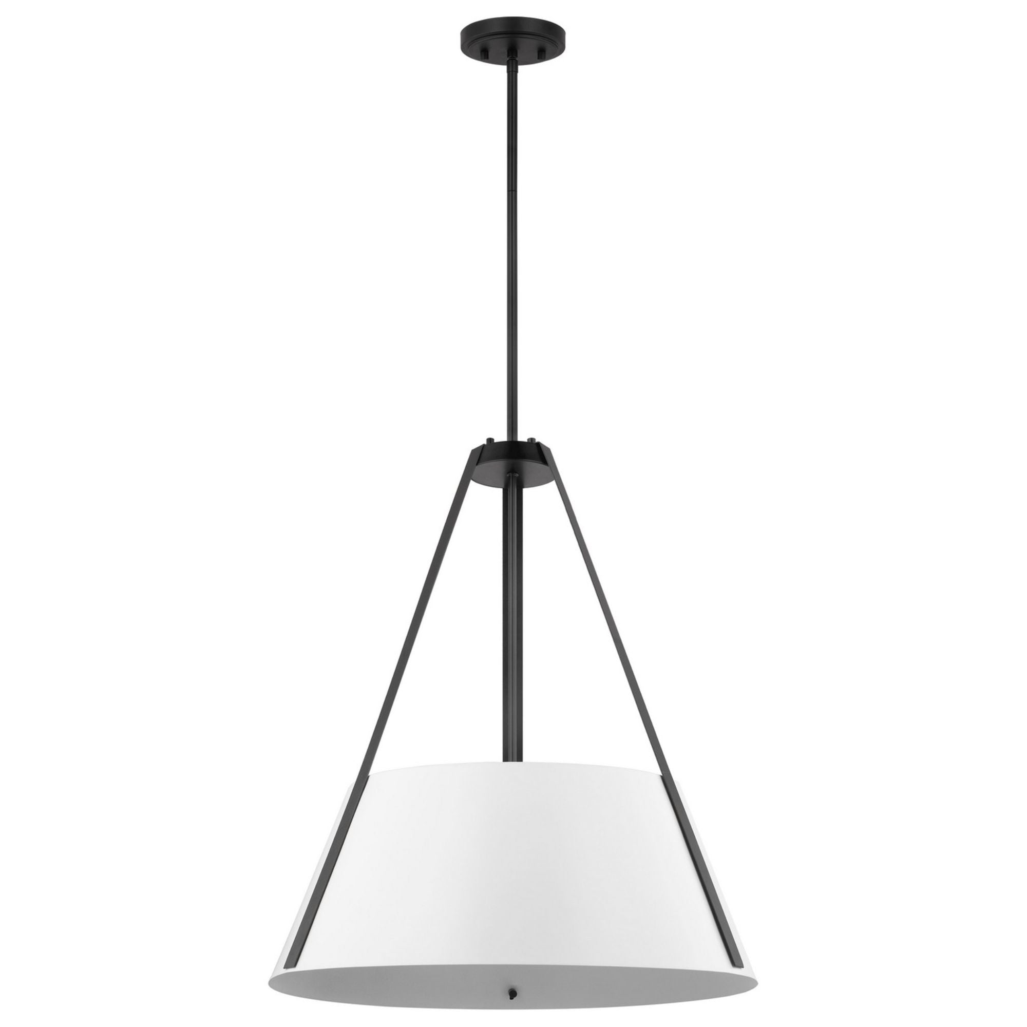 Brewster 25" Three Light Pendant, Black Finish, White Metal Shade - Bees Lighting