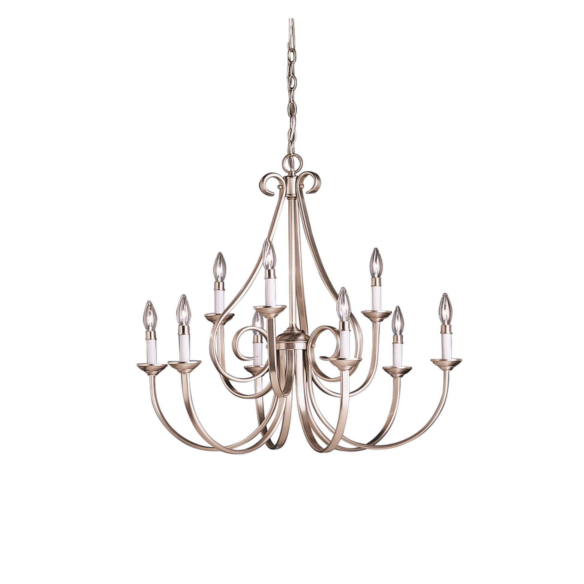 Dover 32" 9-Light Chandelier, Brushed Nickel Finish - Bees Lighting