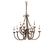 Dover 32" 9-Light Chandelier, Tannery Bronze Finish - Bees Lighting