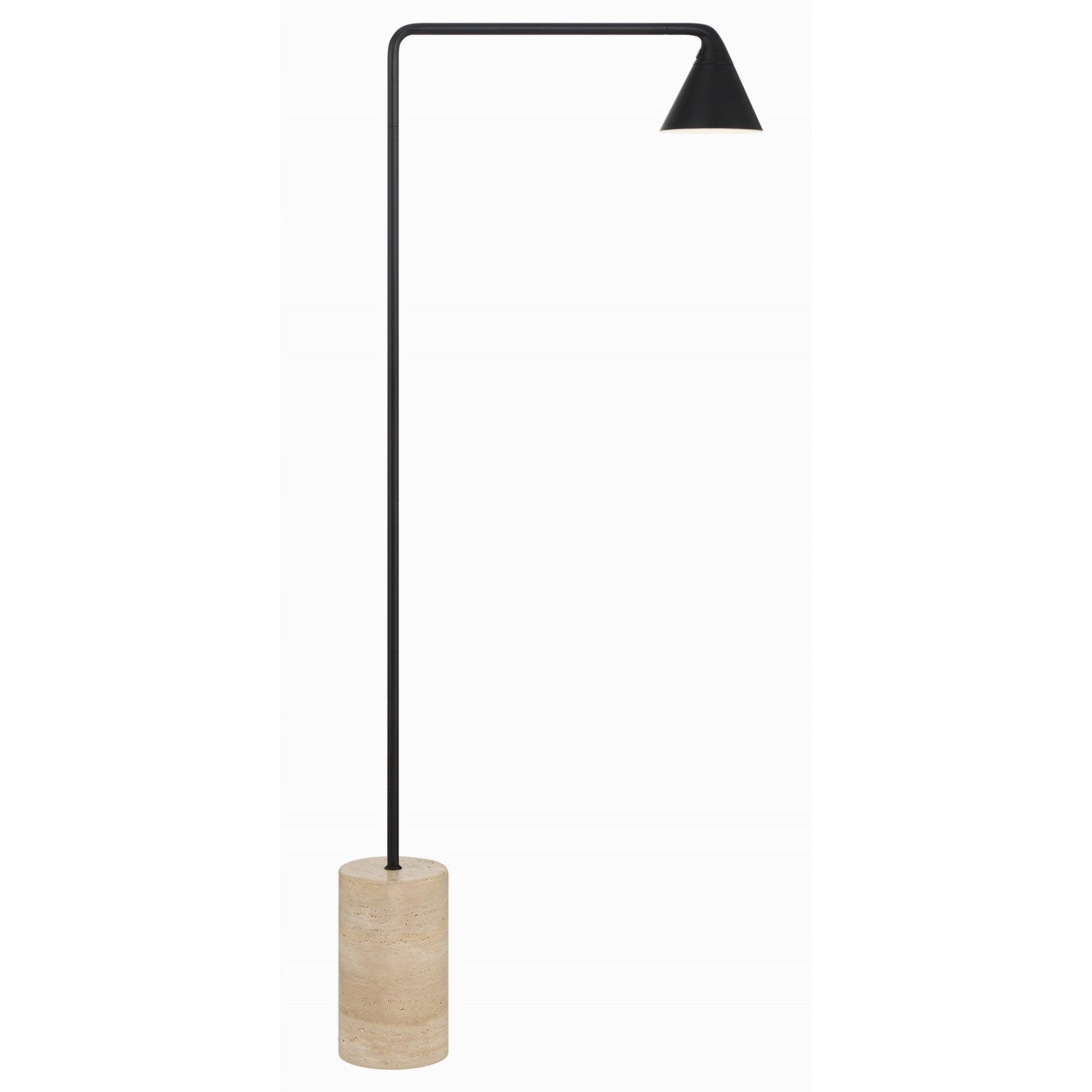 Task Portables 55" LED Table Lamp, Coal Finish, Travertine Stone Base - Bees Lighting