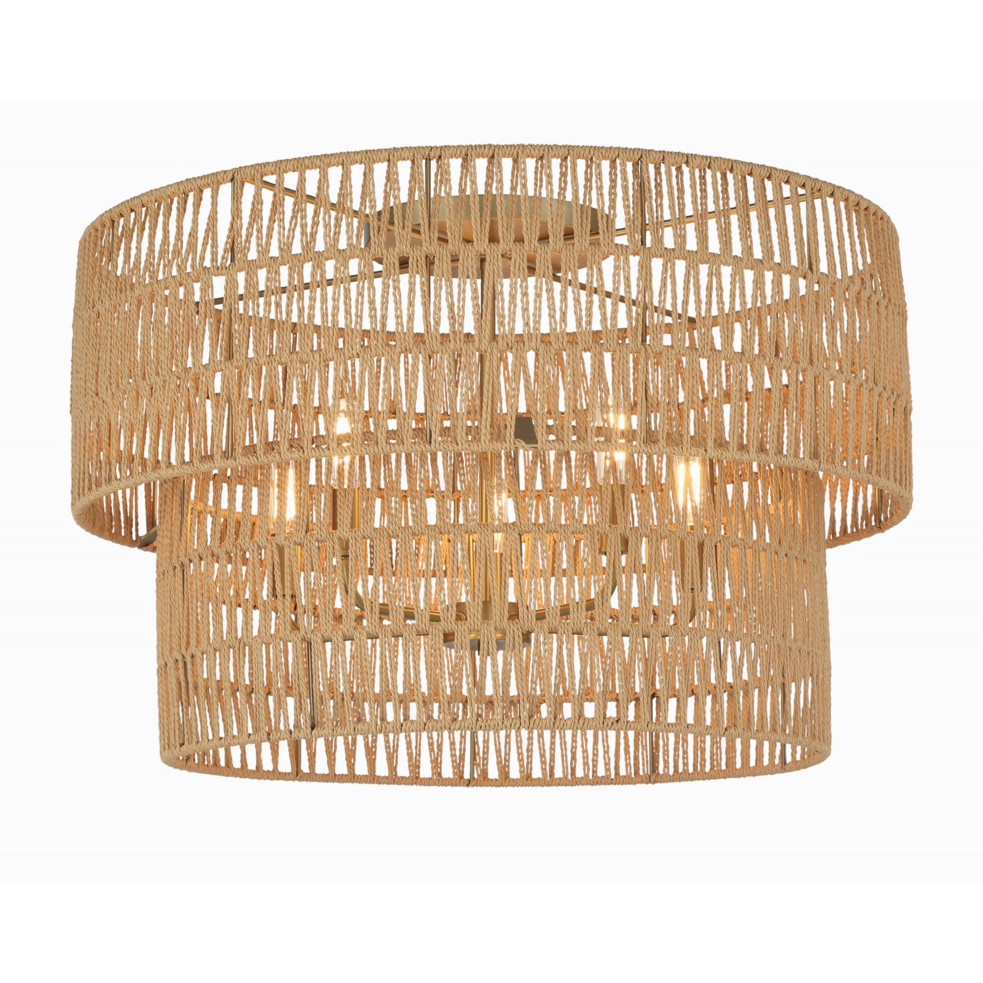 Bungalow Heaven 26" 5-Light Flush Mount, Soft Brass Finish - Bees Lighting