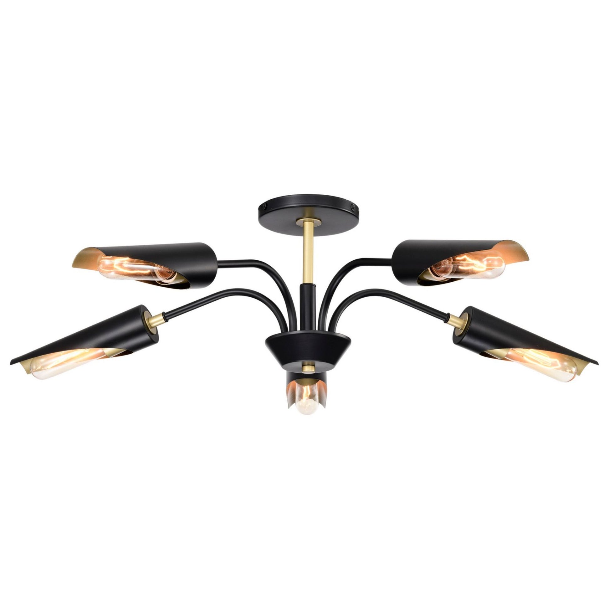 Marc 29" 5 lights Chandelier, Matte Black Finish - Bees Lighting