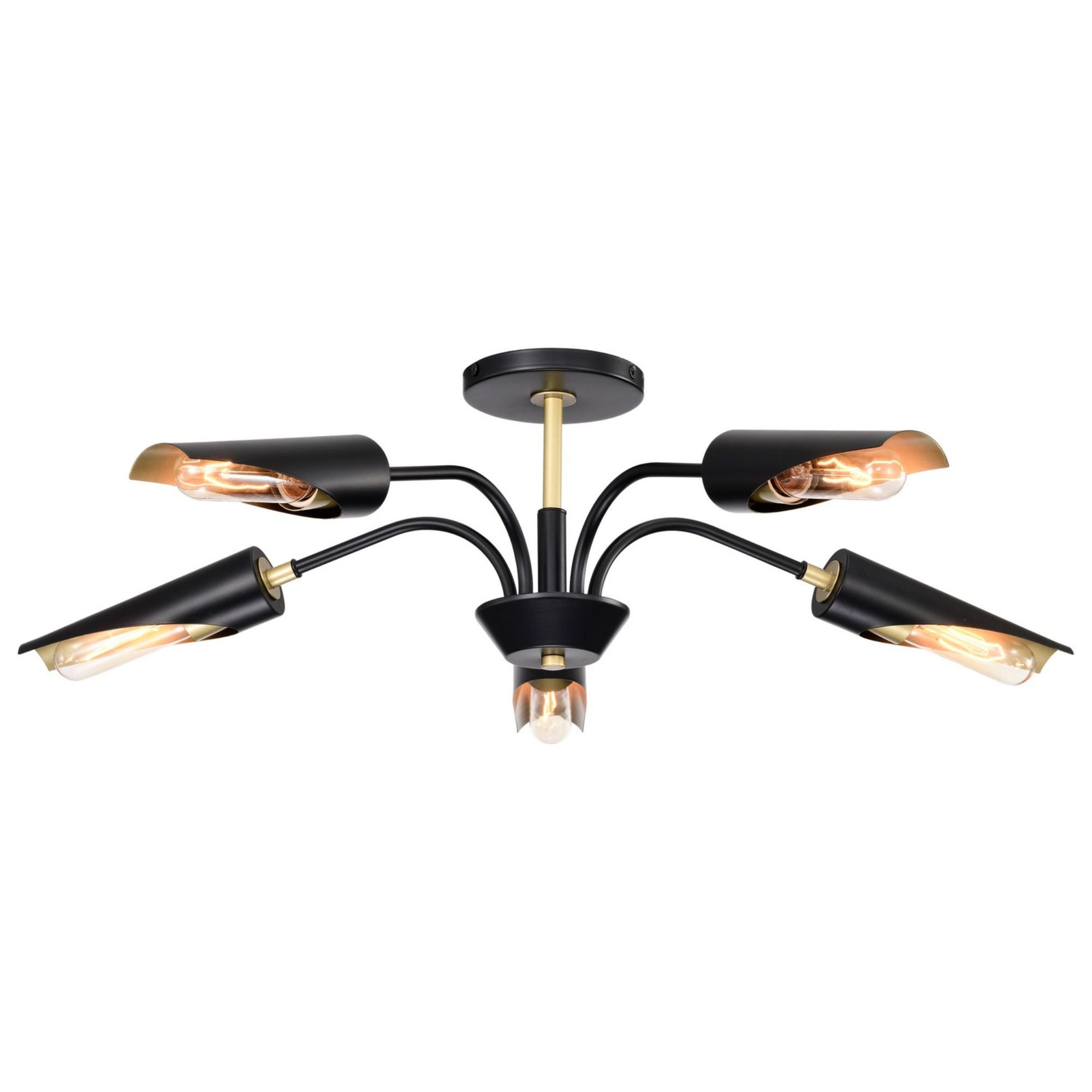 Marc 29" 5 lights Chandelier, Matte Black Finish - Bees Lighting