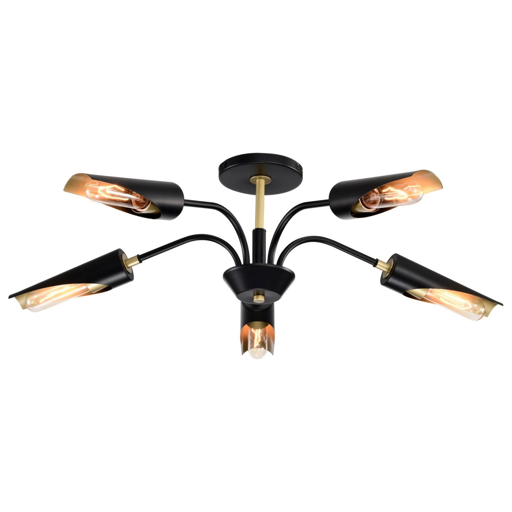 Marc 29" 5 lights Chandelier, Matte Black Finish - Bees Lighting