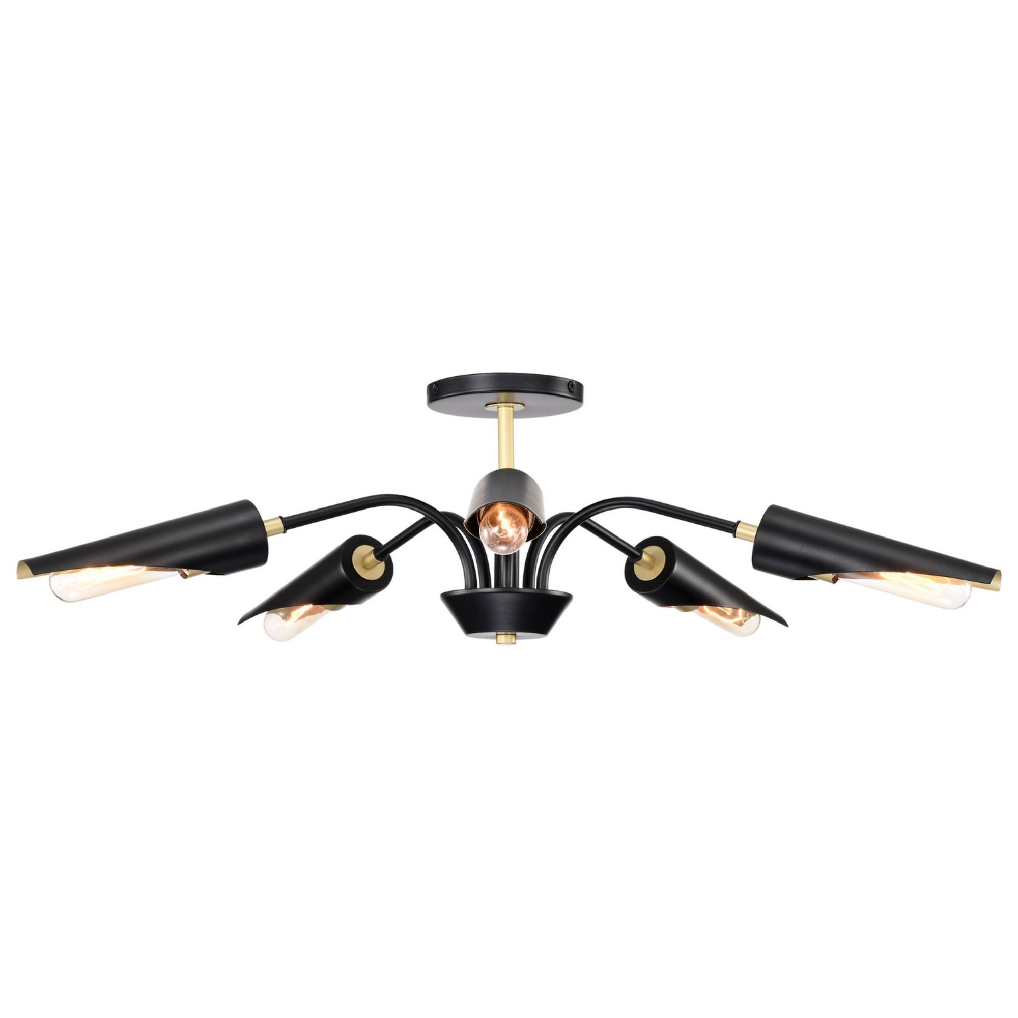 Marc 29" 5 lights Chandelier, Matte Black Finish - Bees Lighting