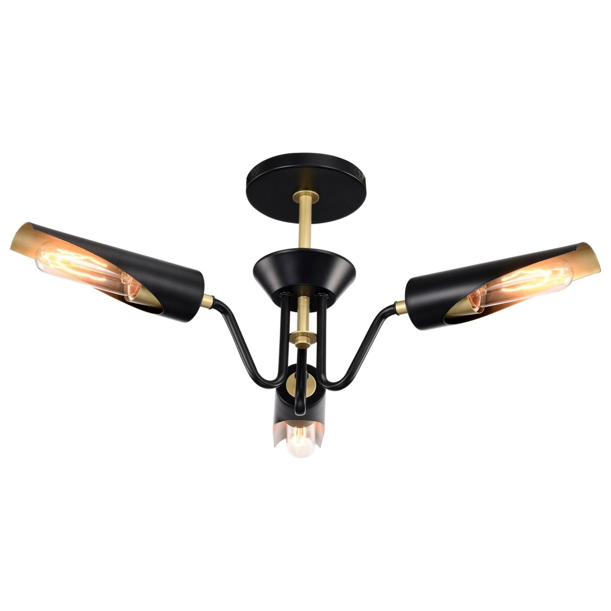 Marc 21" 2 lights Chandelier, Matte Black Finish - Bees Lighting