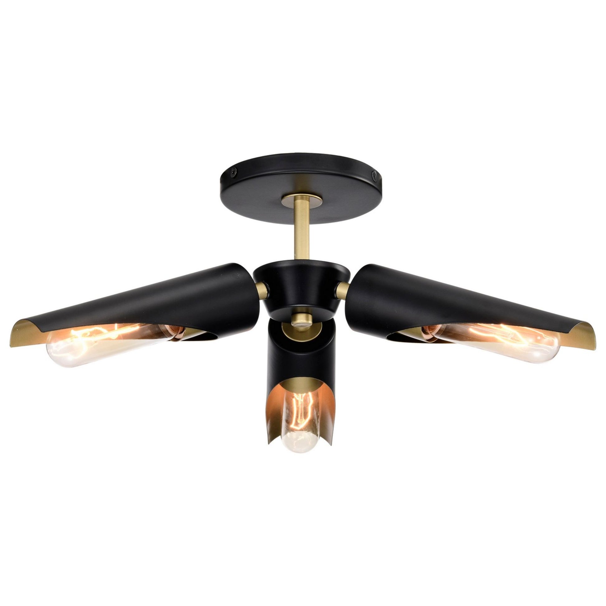 Marc 16" 2 lights Semi-flush Mount, Matte Black Finish - Bees Lighting