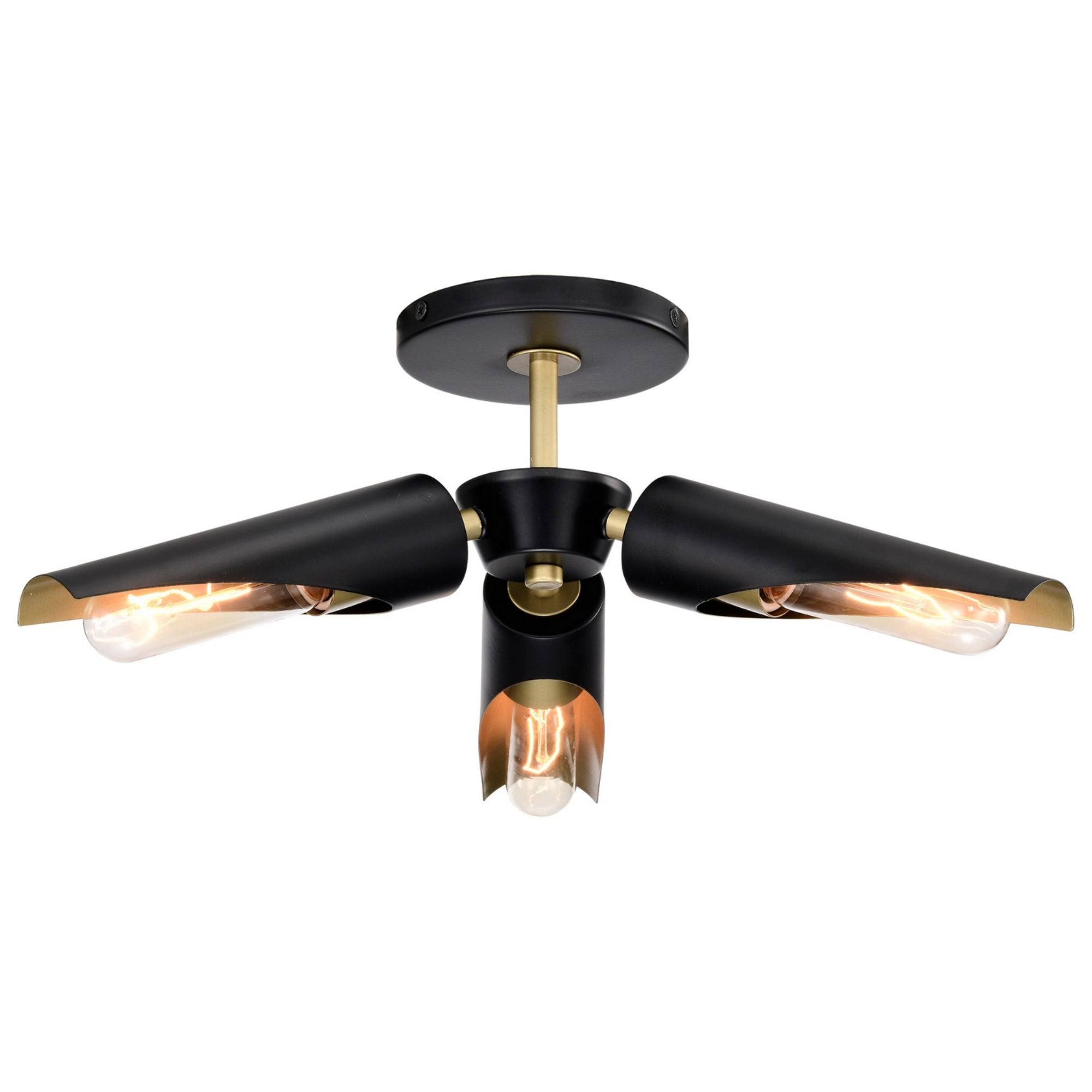 Marc 16" 2 lights Semi-flush Mount, Matte Black Finish - Bees Lighting