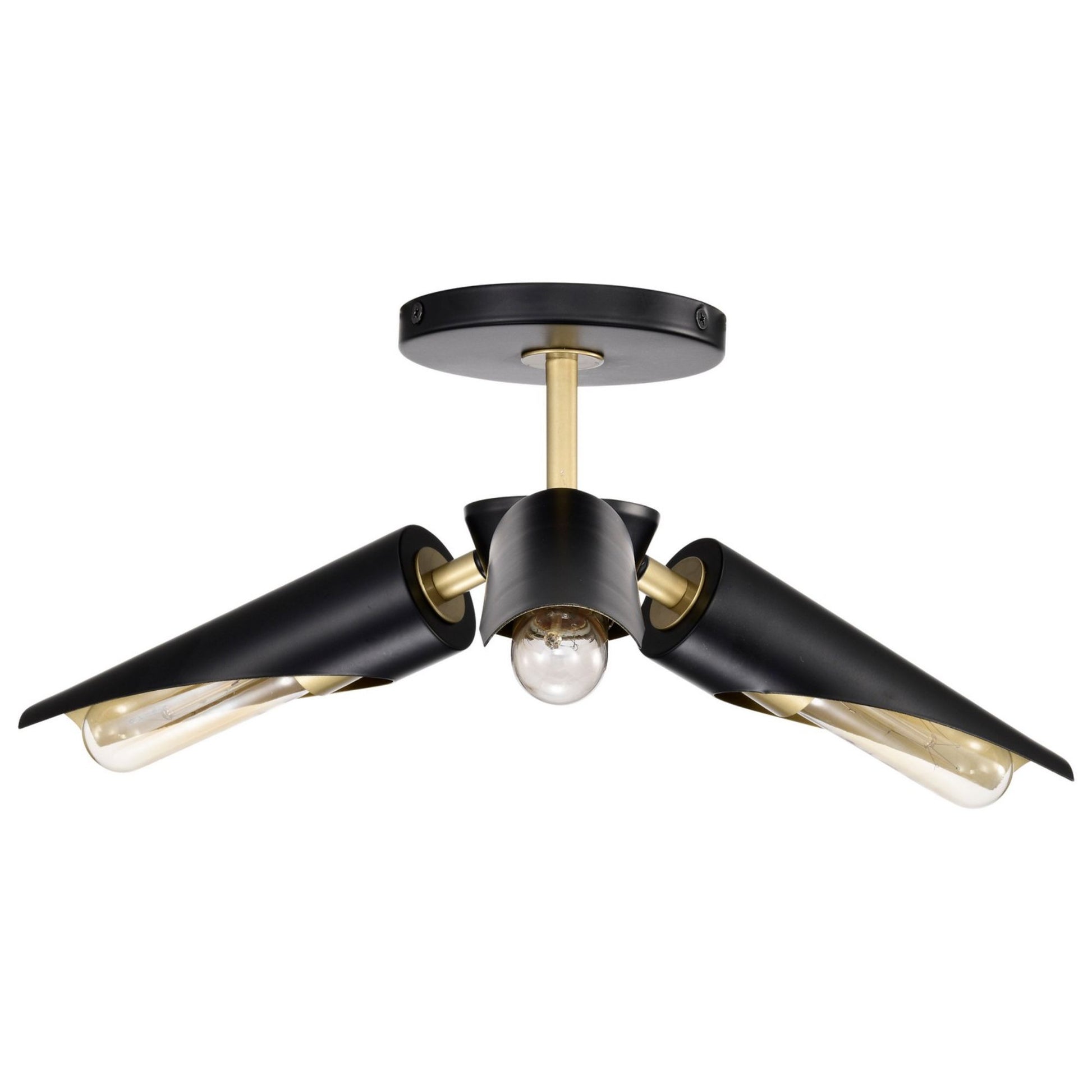 Marc 16" 2 lights Semi-flush Mount, Matte Black Finish - Bees Lighting