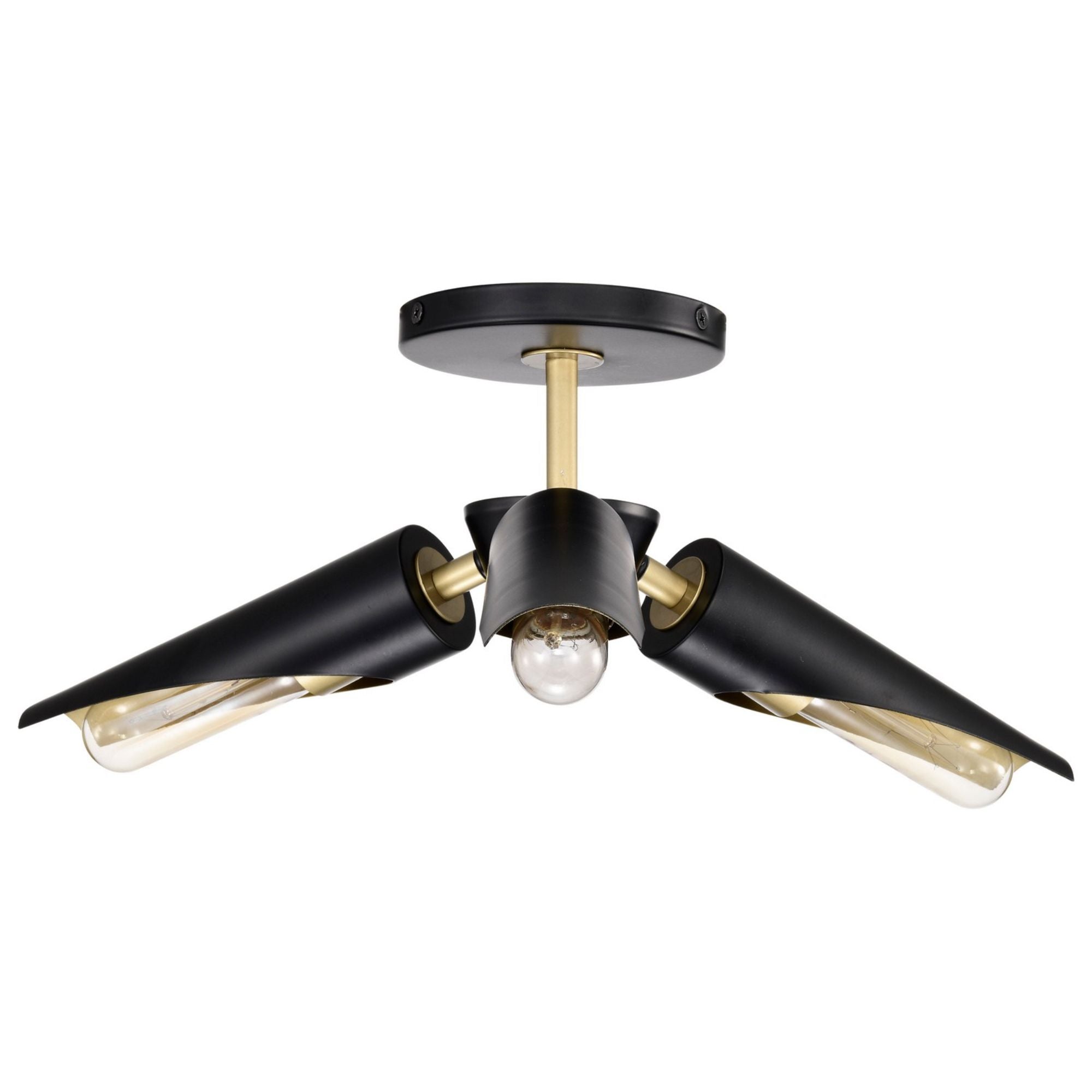 Marc 16" 2 lights Semi-flush Mount, Matte Black Finish - Bees Lighting