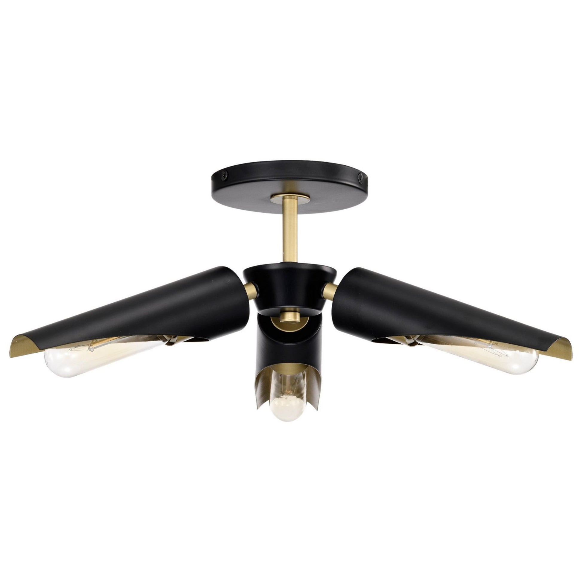Marc 16" 2 lights Semi-flush Mount, Matte Black Finish - Bees Lighting