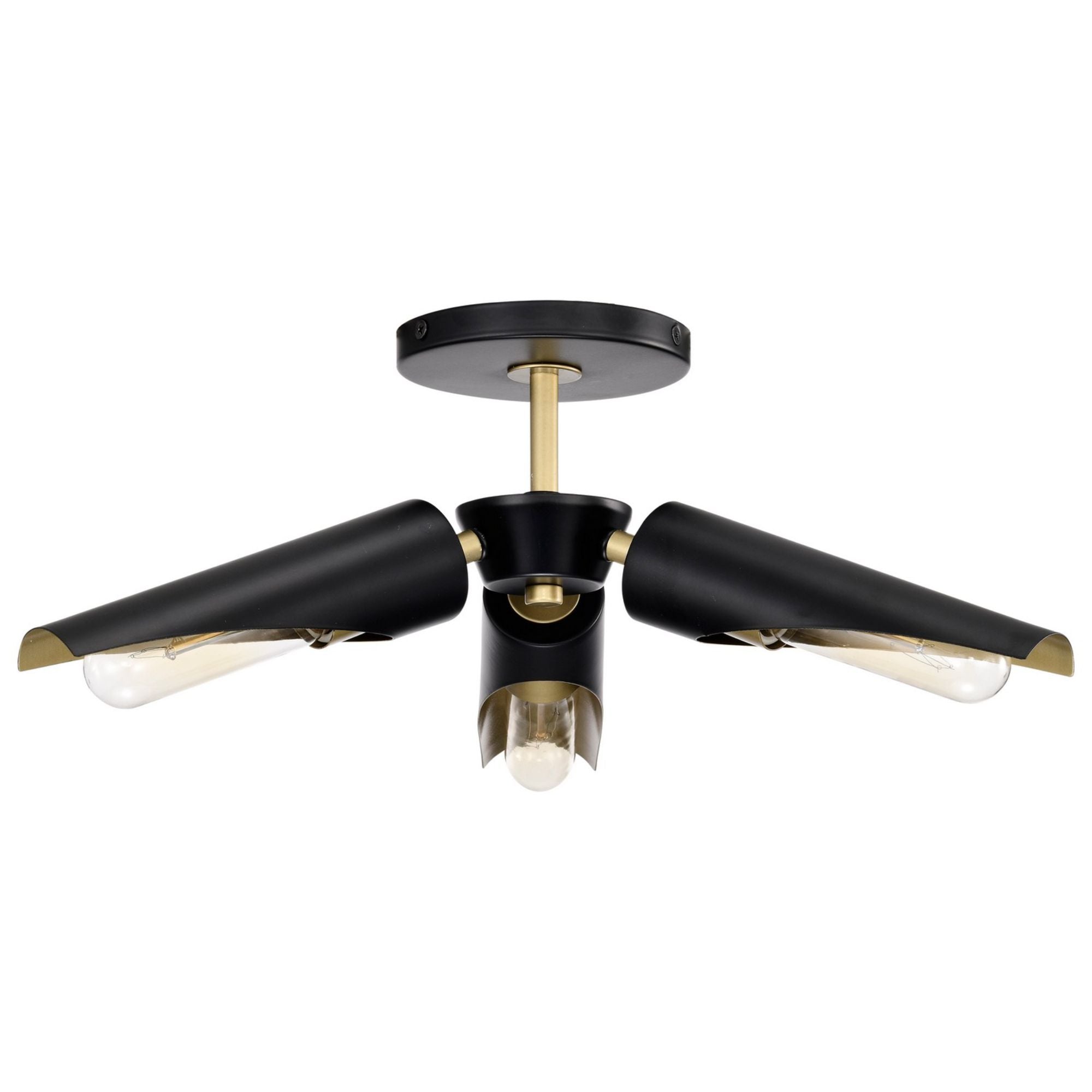 Marc 16" 2 lights Semi-flush Mount, Matte Black Finish - Bees Lighting