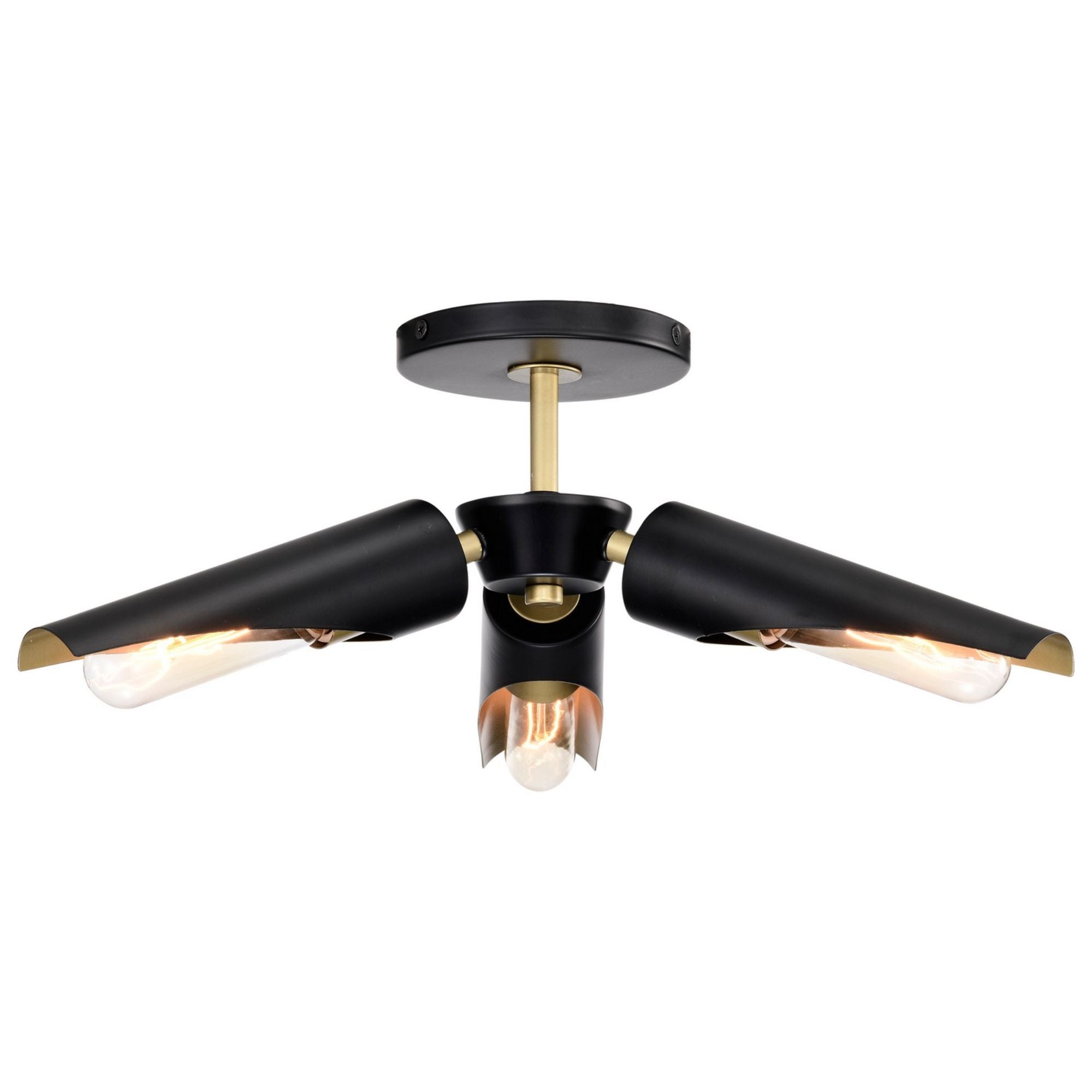 Marc 16" 2 lights Semi-flush Mount, Matte Black Finish - Bees Lighting