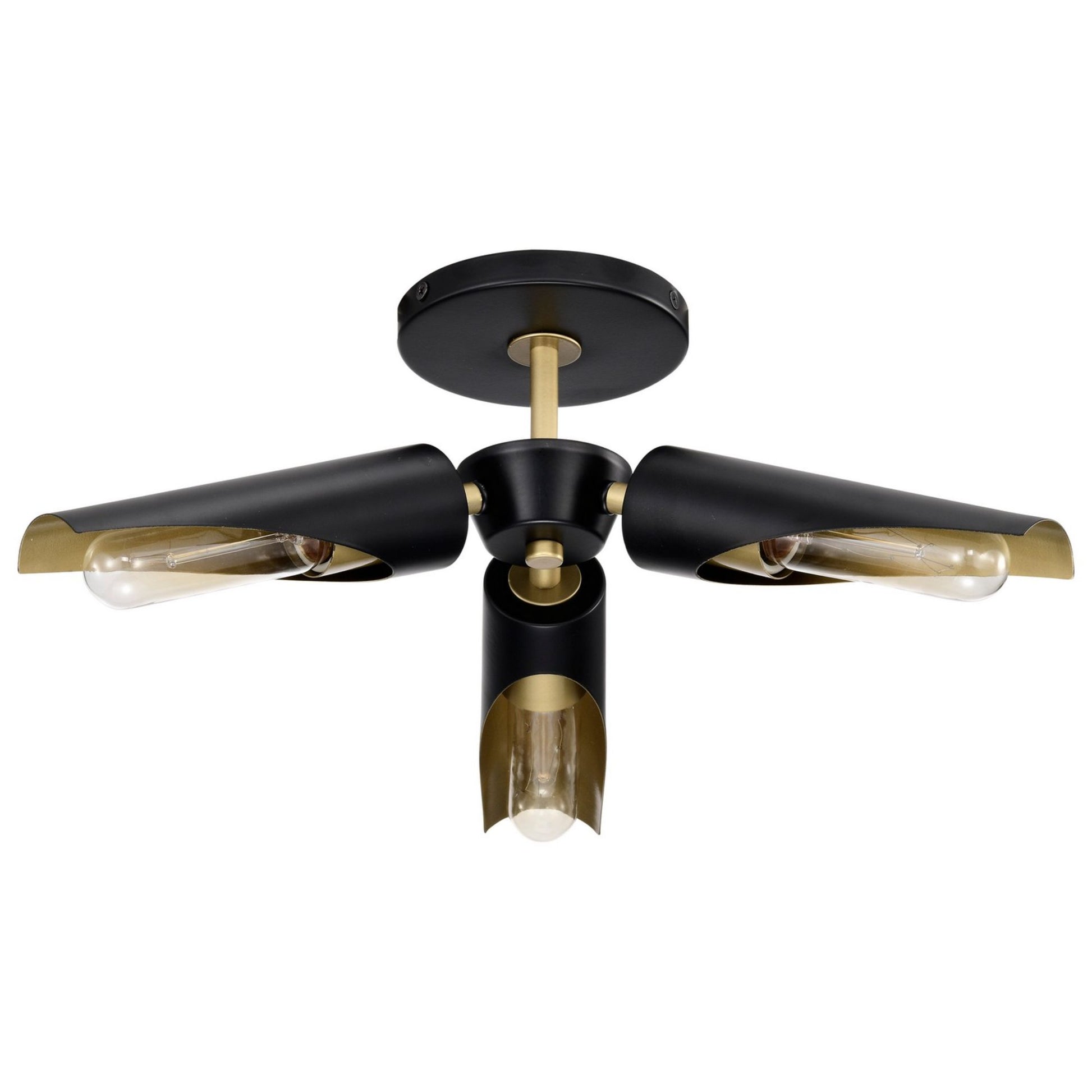 Marc 16" 2 lights Semi-flush Mount, Matte Black Finish - Bees Lighting
