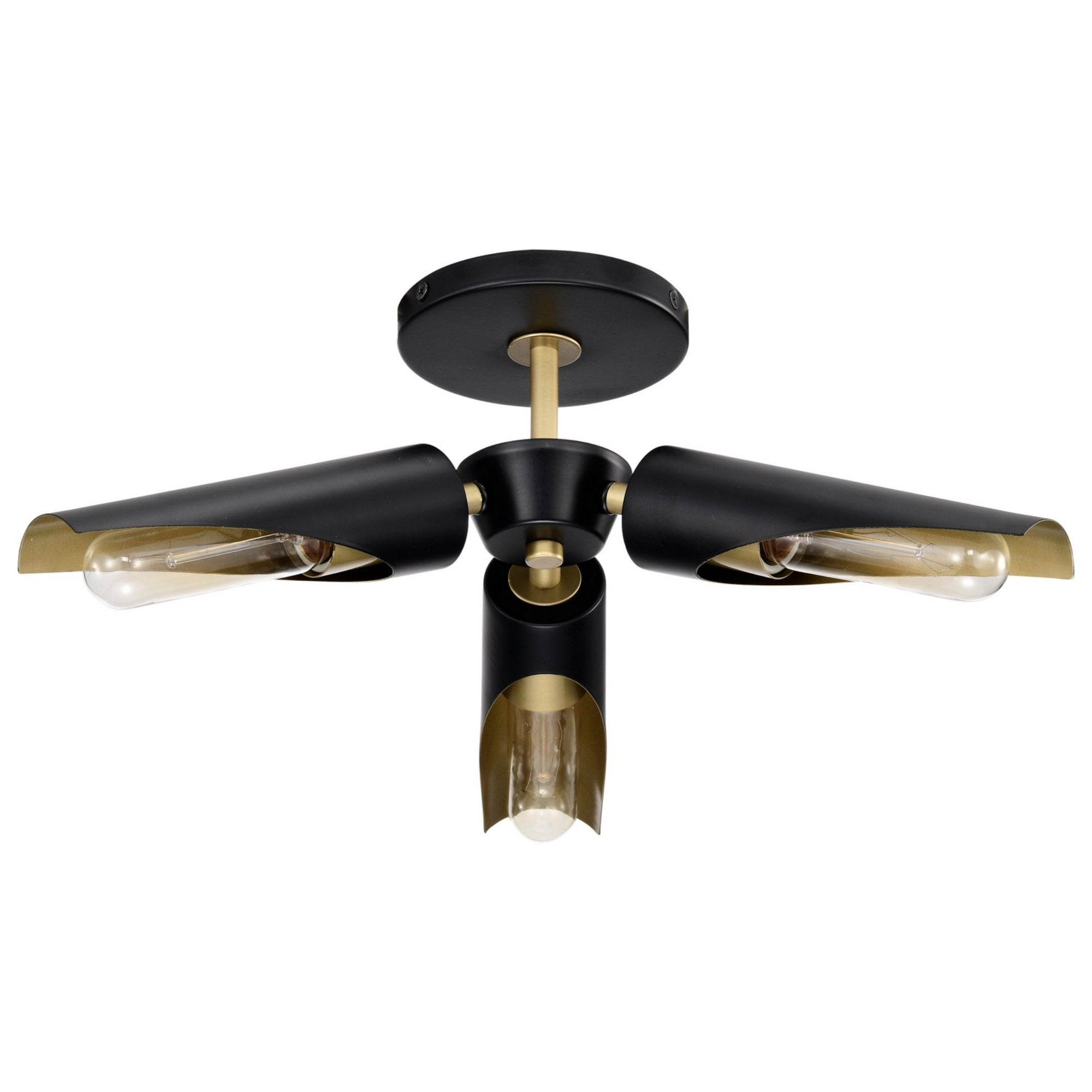 Marc 16" 2 lights Semi-flush Mount, Matte Black Finish - Bees Lighting