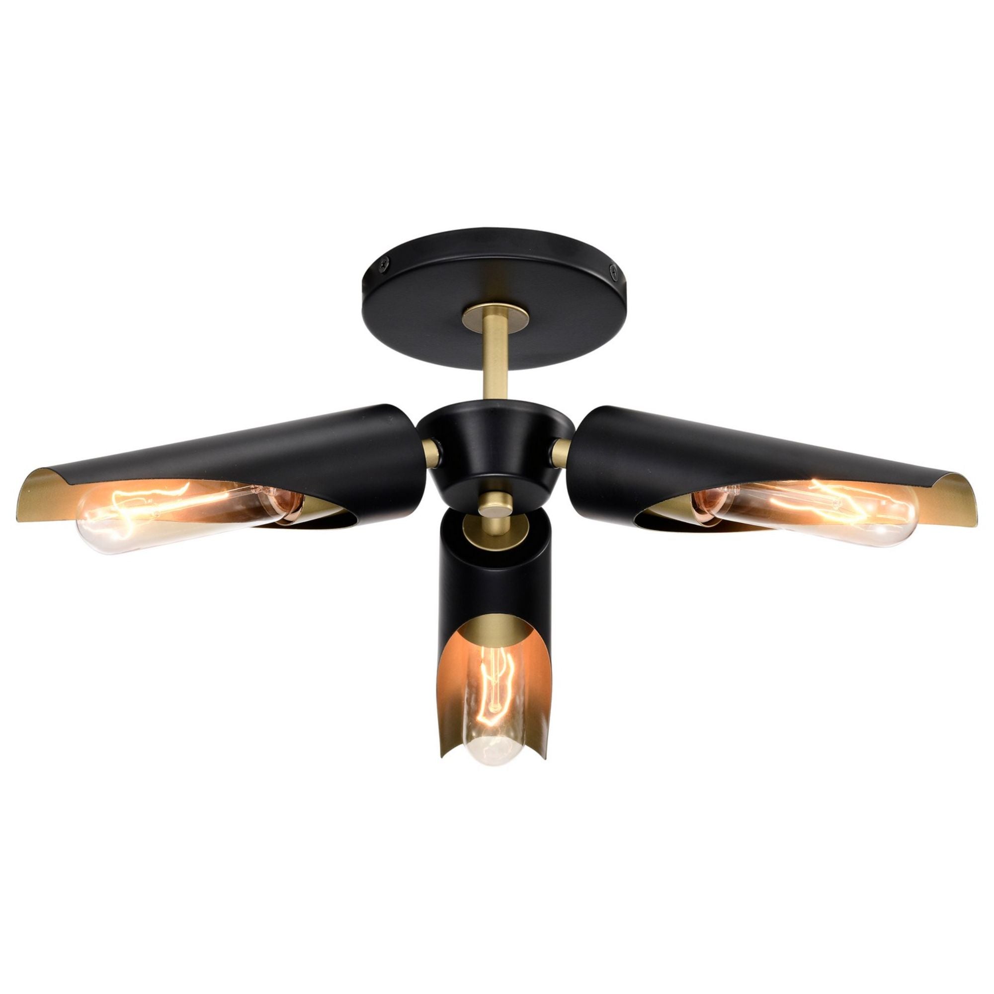 Marc 16" 2 lights Semi-flush Mount, Matte Black Finish - Bees Lighting