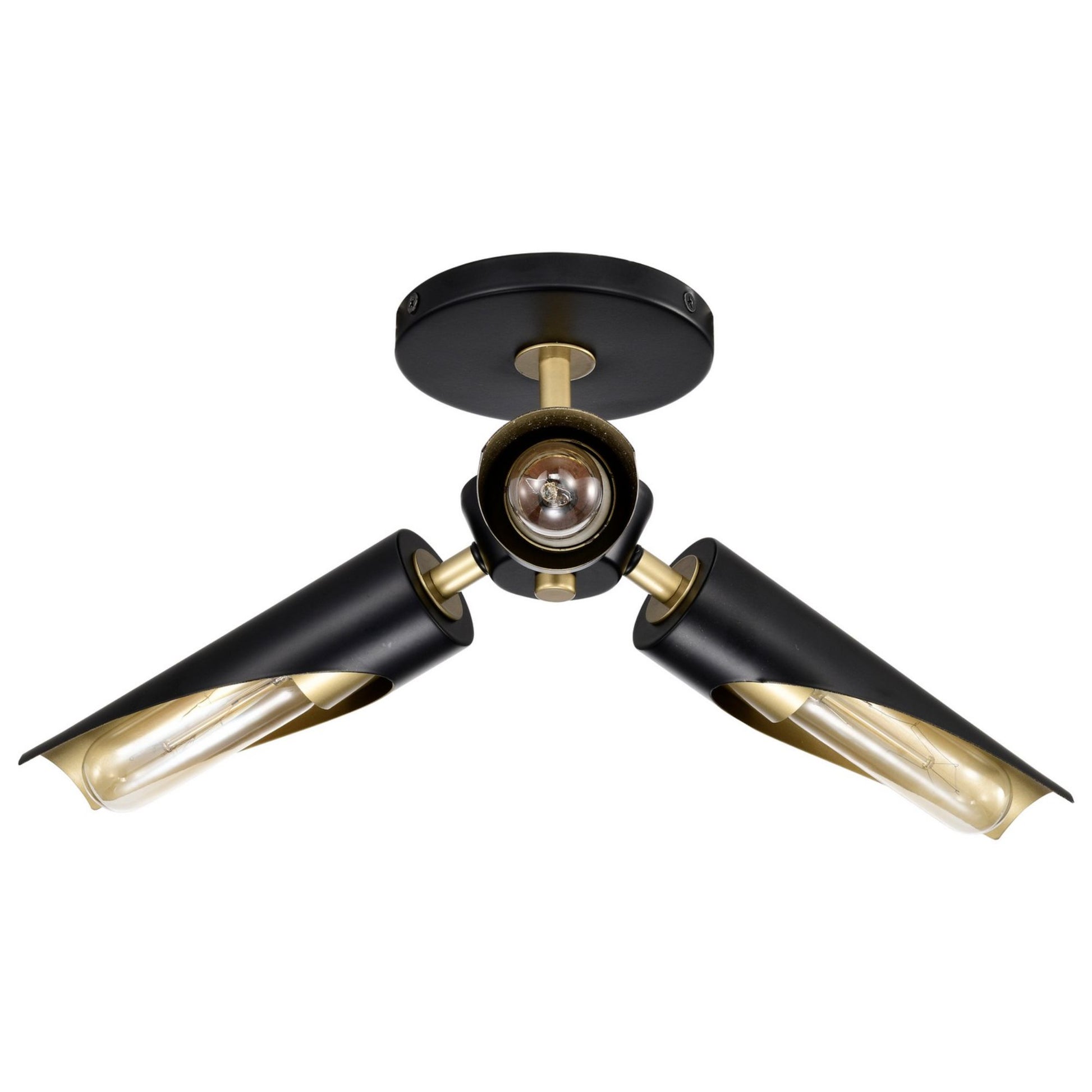 Marc 16" 2 lights Semi-flush Mount, Matte Black Finish - Bees Lighting