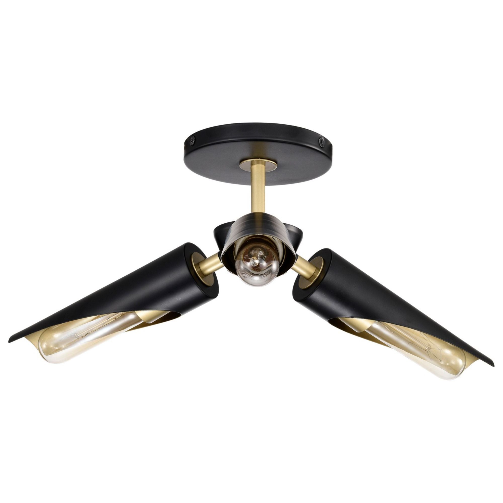 Marc 16" 2 lights Semi-flush Mount, Matte Black Finish - Bees Lighting