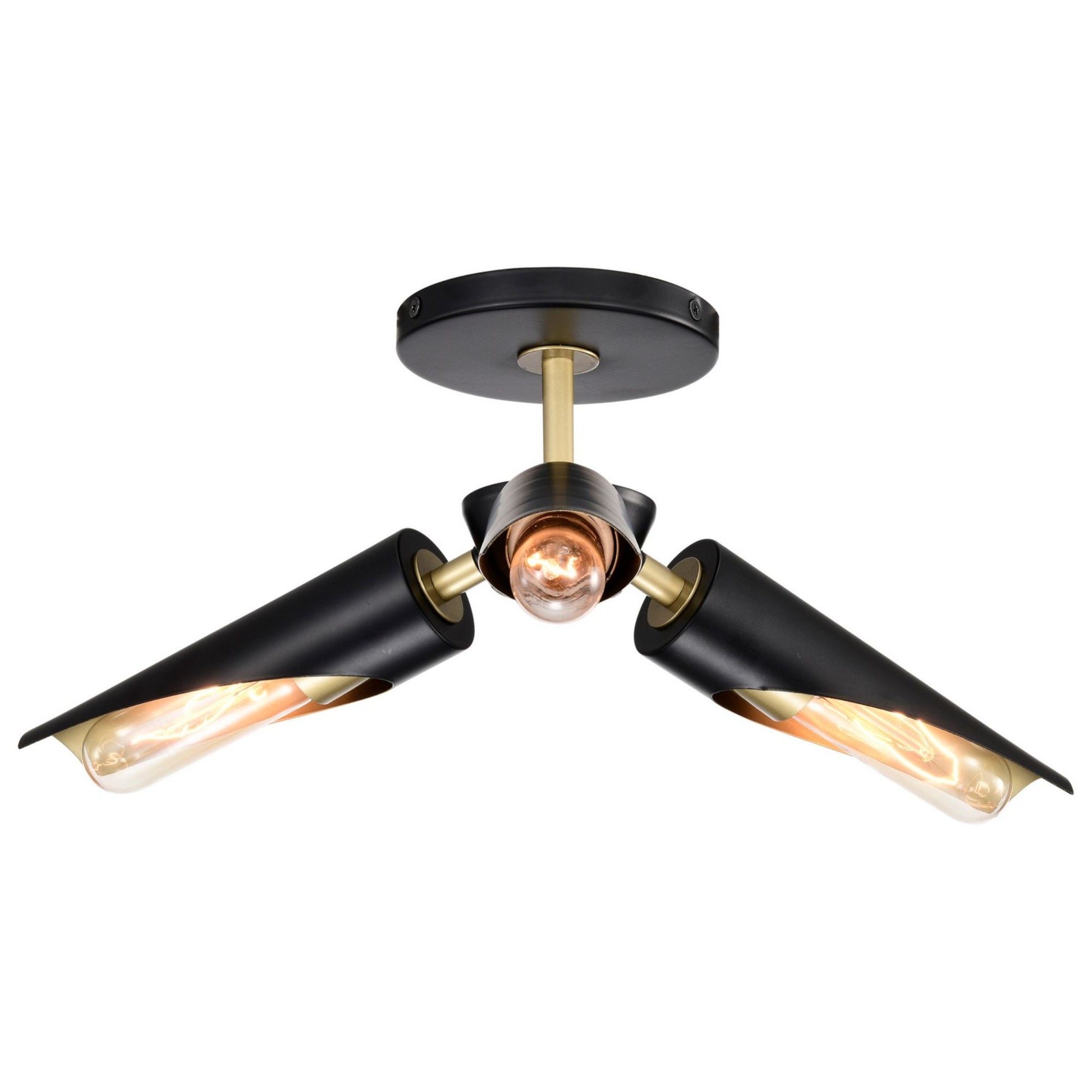 Marc 16" 2 lights Semi-flush Mount, Matte Black Finish - Bees Lighting