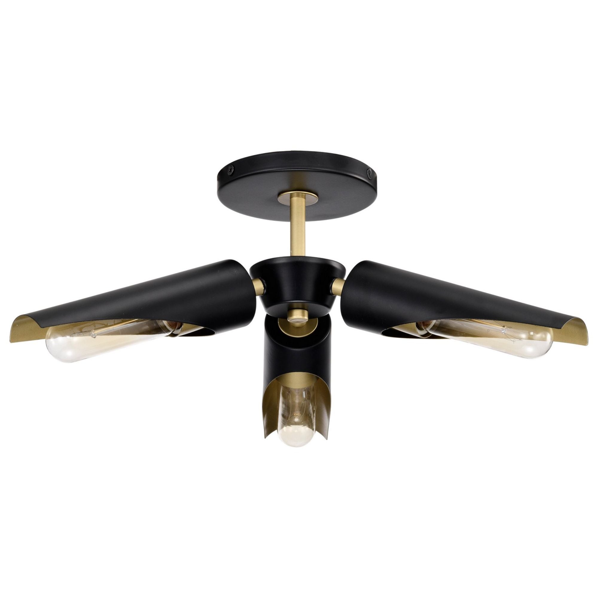 Marc 16" 2 lights Semi-flush Mount, Matte Black Finish - Bees Lighting