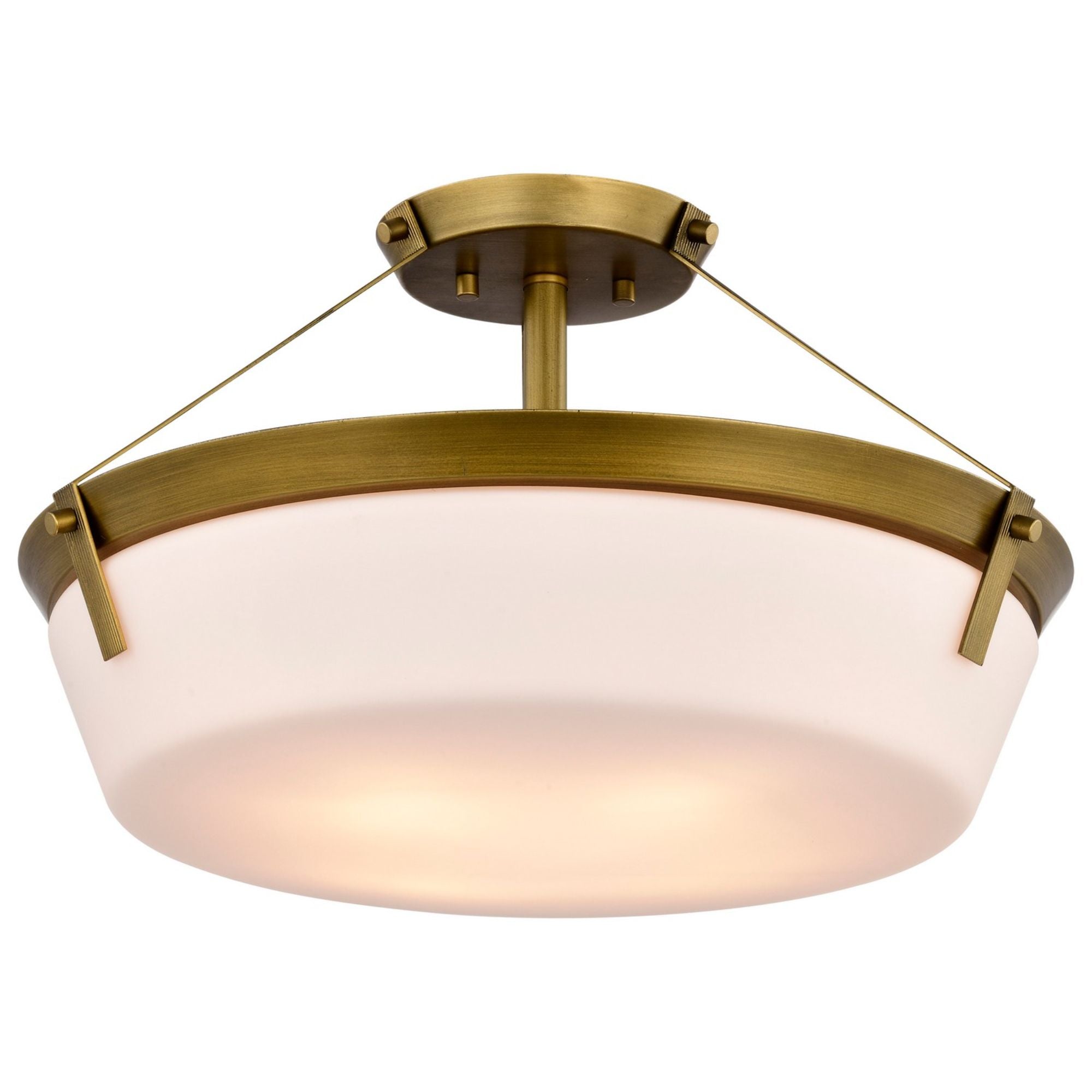Rowen 19" 4 lights Semi-flush Mount, Natural Brass Finish - Bees Lighting