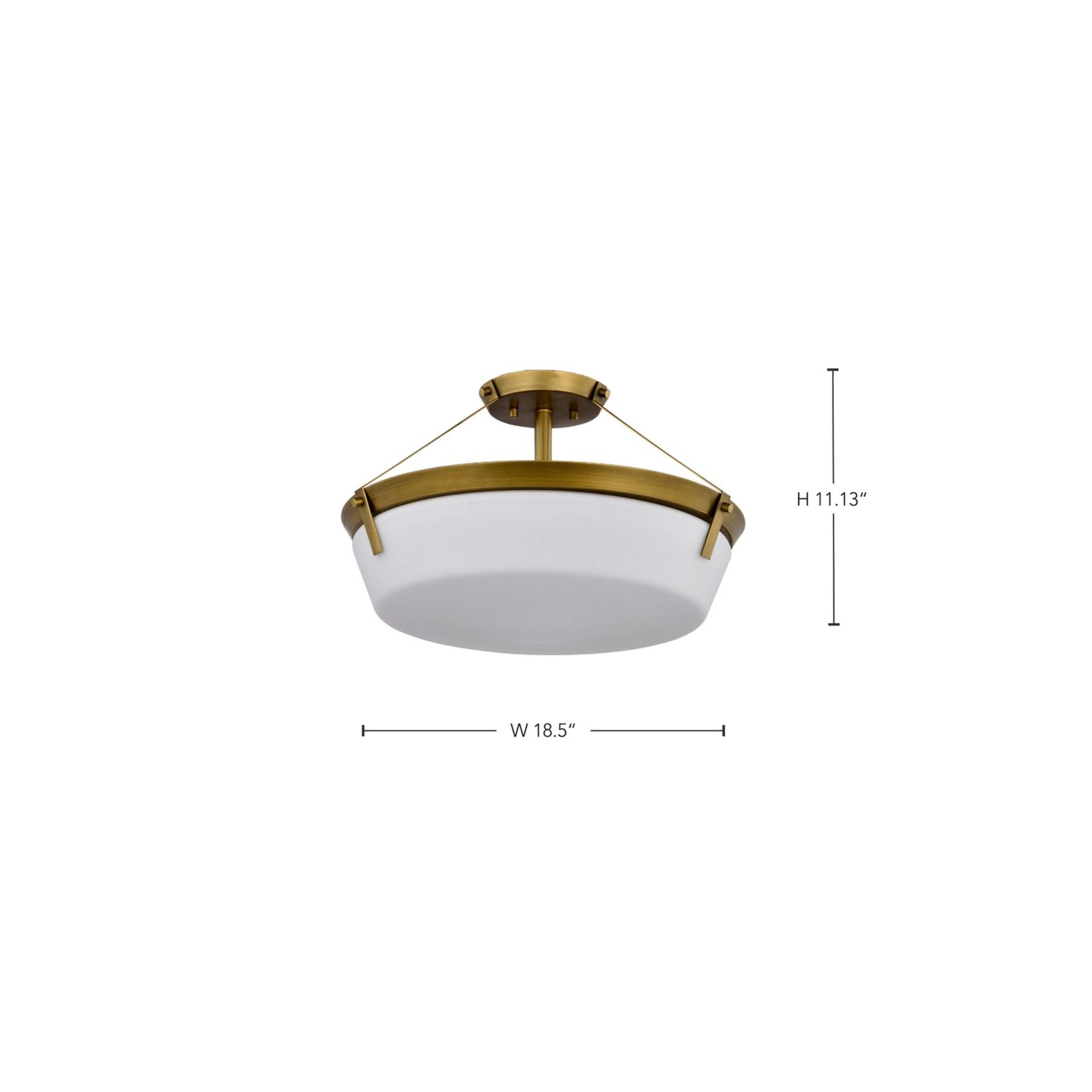 Rowen 19" 4 lights Semi-flush Mount, Natural Brass Finish - Bees Lighting