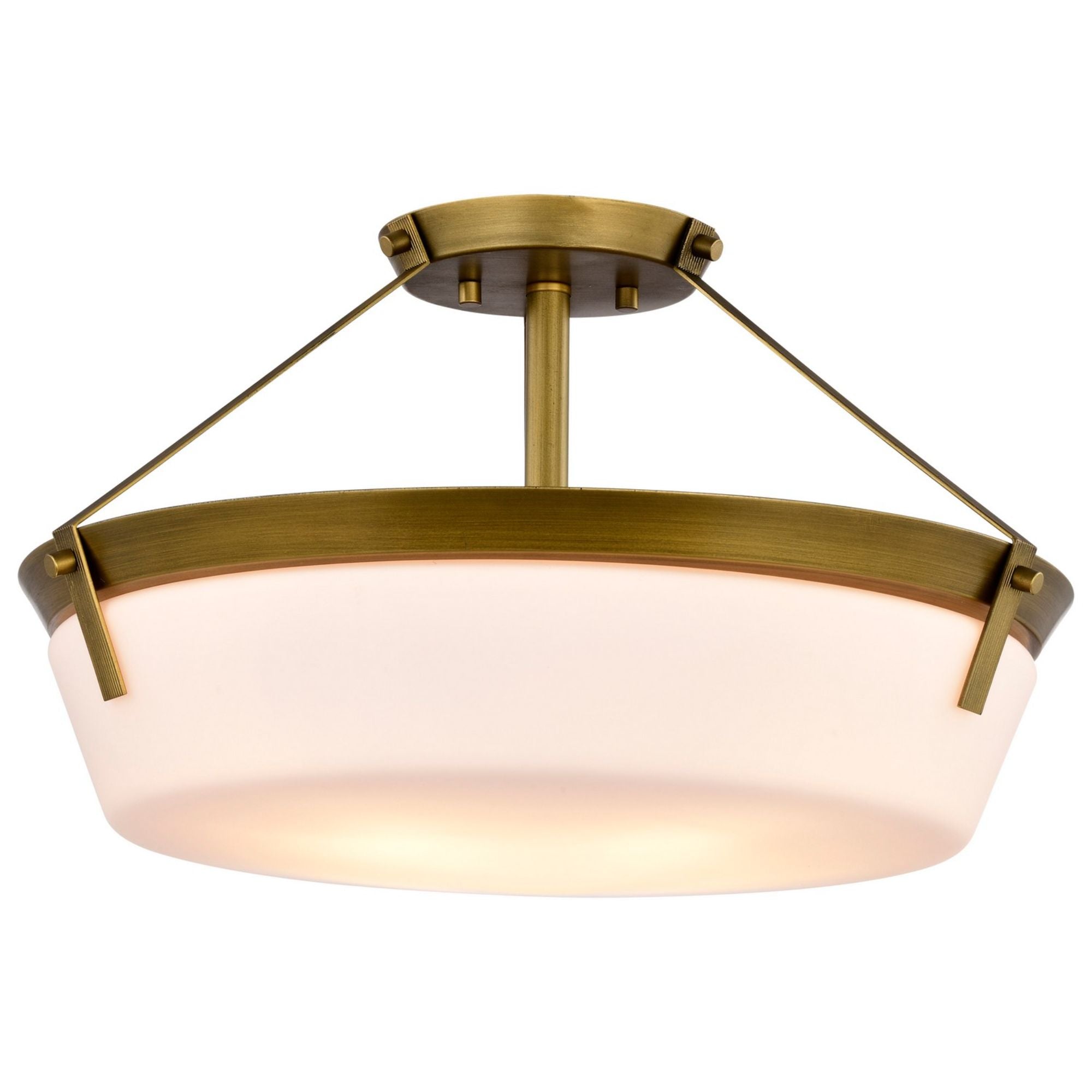 Rowen 19" 4 lights Semi-flush Mount, Natural Brass Finish - Bees Lighting