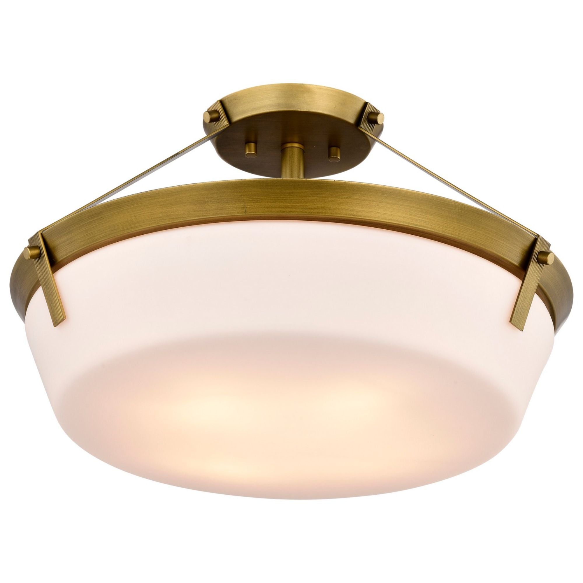 Rowen 19" 4 lights Semi-flush Mount, Natural Brass Finish - Bees Lighting