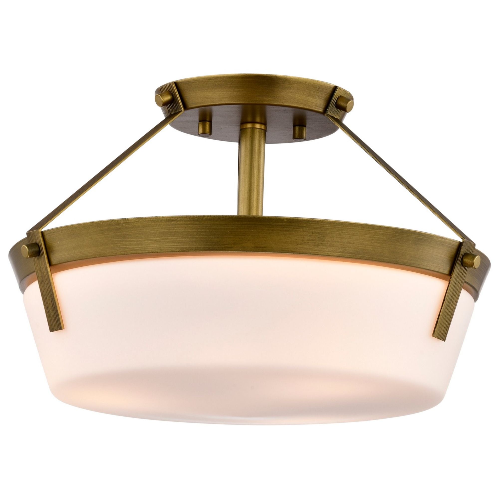 Rowen 15" 3 lights Semi-flush Mount, Natural Brass Finish - Bees Lighting