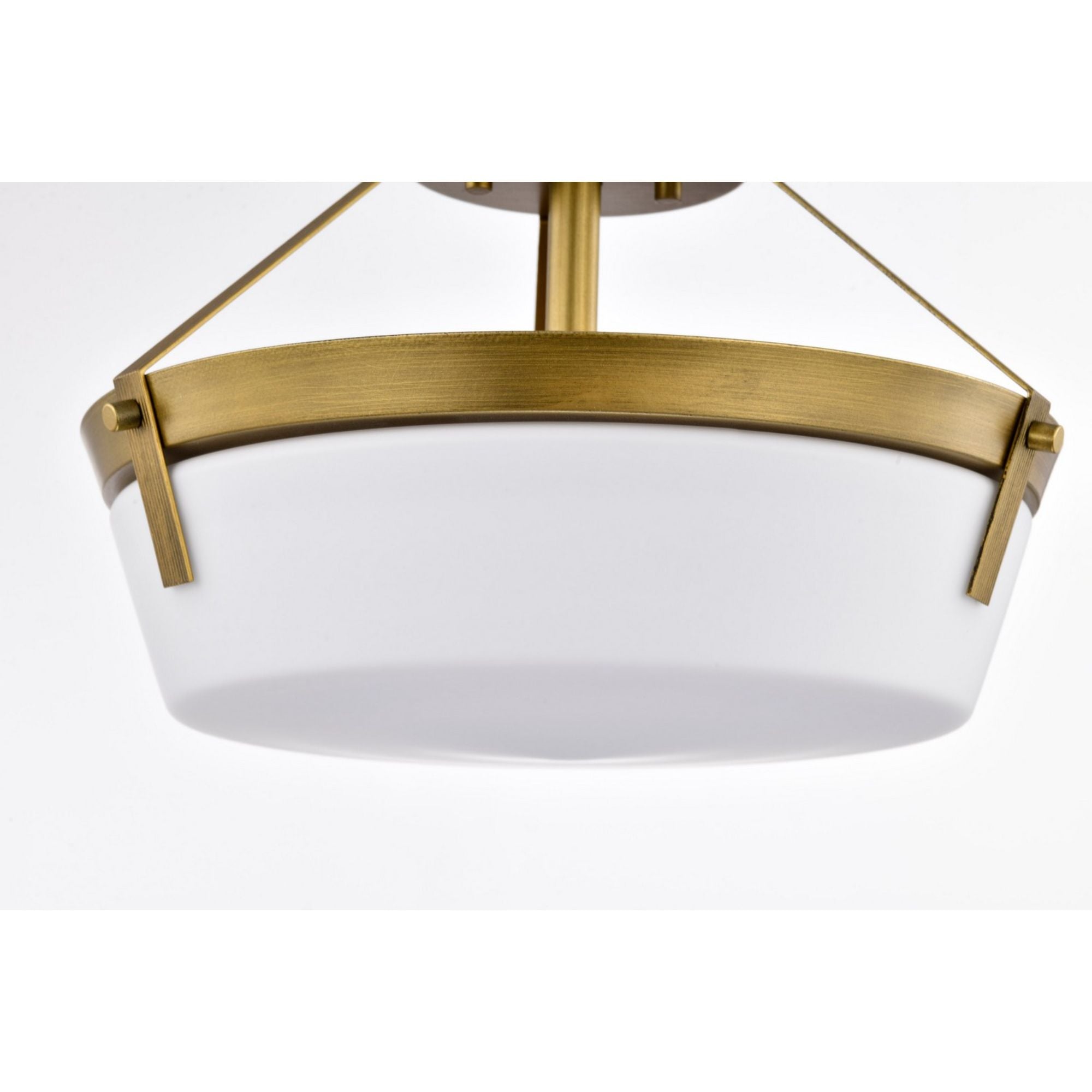 Rowen 15" 3 lights Semi-flush Mount, Natural Brass Finish - Bees Lighting